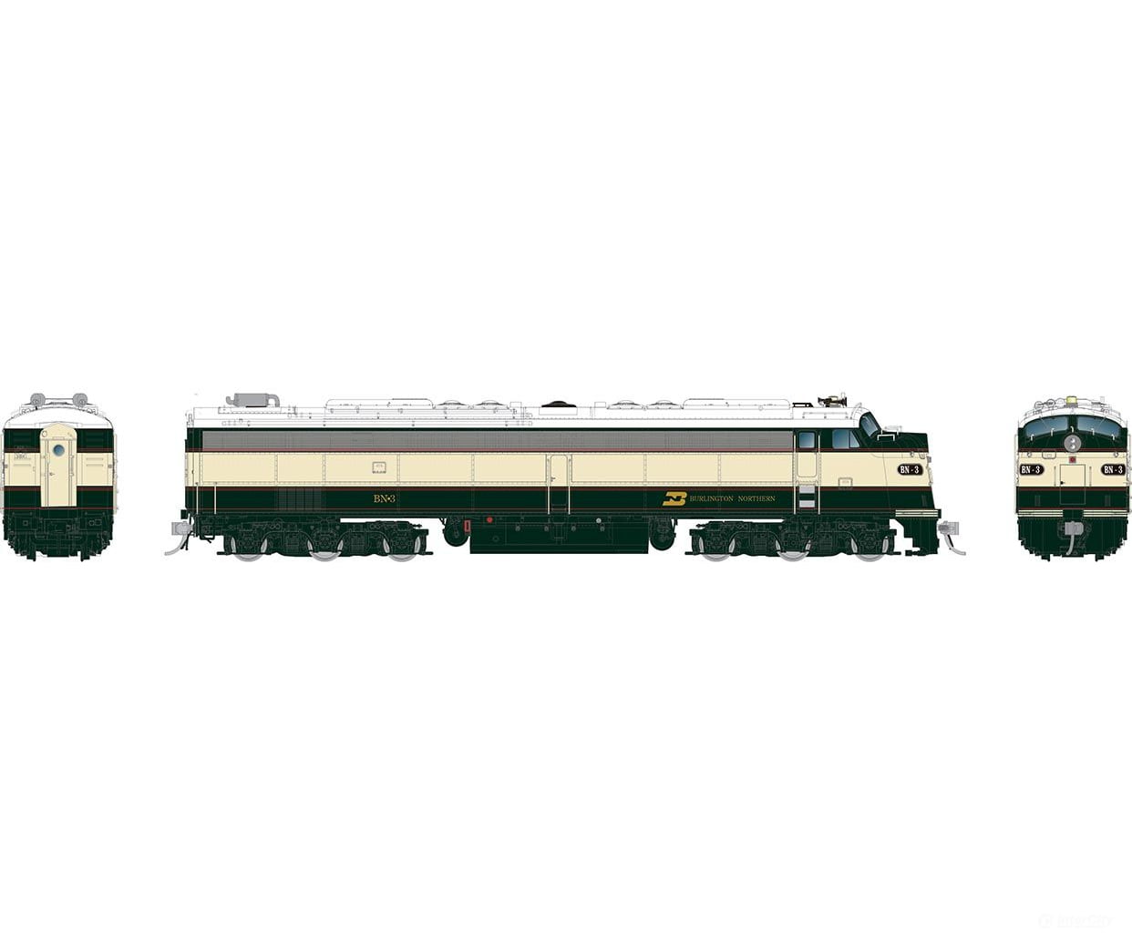 Rapido 028314 Ho Emd E8A W/Hep (Dc/Silent): Burlington Northern - Executive: #9925 Locomotives