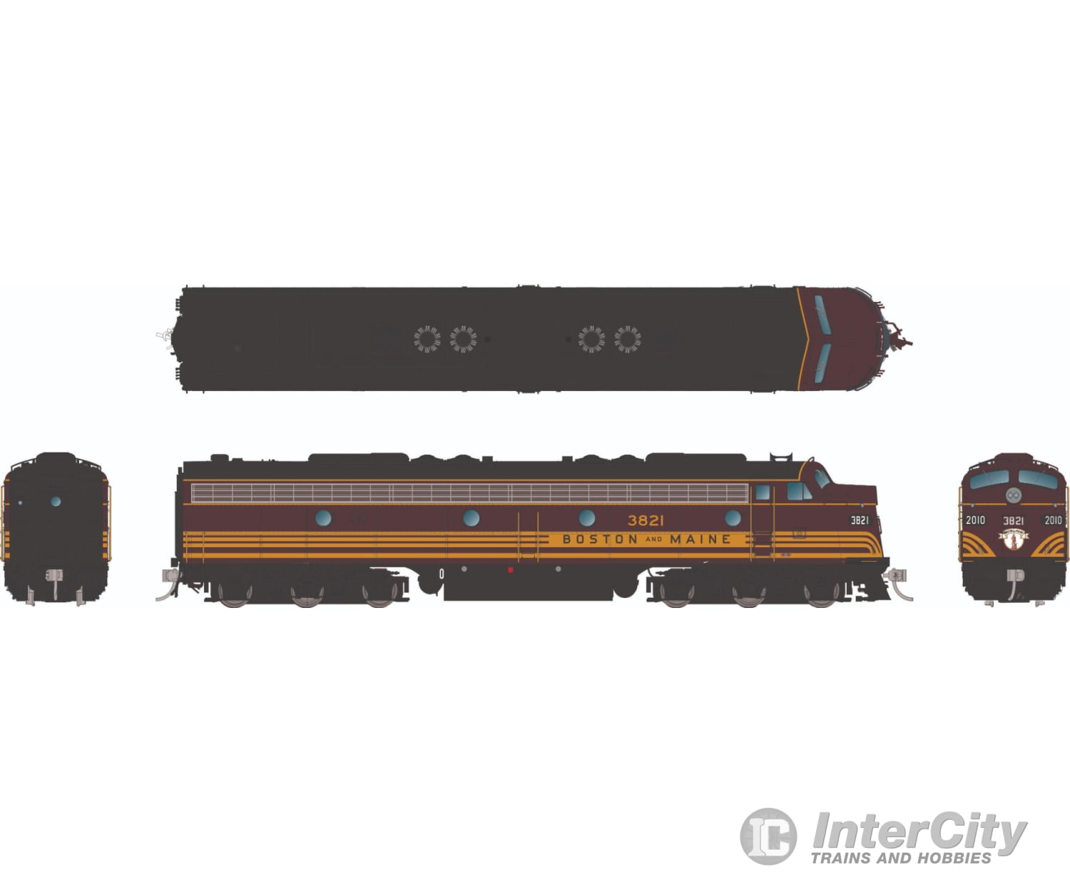 Rapido 028576 Ho Emd E8A (Dc/Dcc/Sound): B&M - Maroon Scheme: #3821 Locomotives