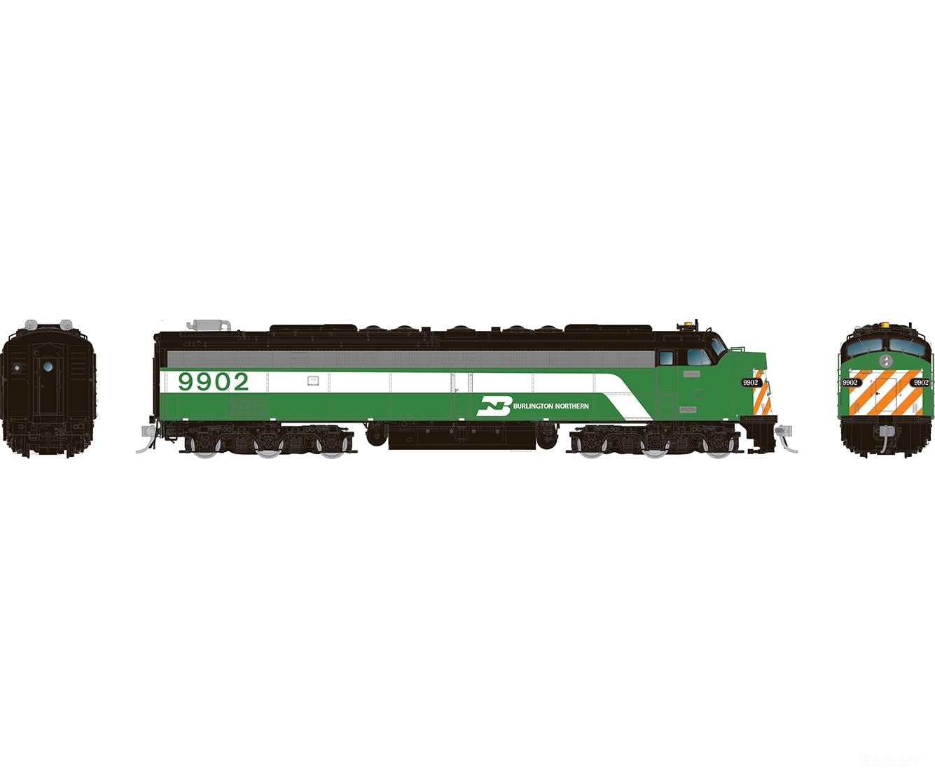 Rapido 028810 Ho Emd E8A W/Hep (Dc/Dcc/Sound): Burlington Northern - Green: #9902 Locomotives