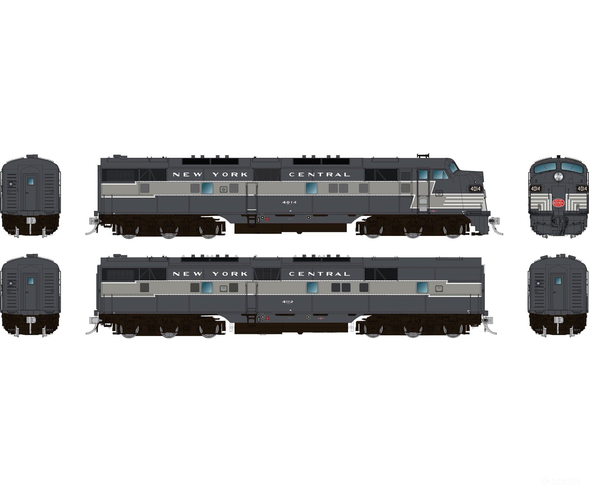 Rapido 029020 HO EMD E7A + E7B (DC/Silent): New York Central - Lightning Stripe: #4014 + #4100 Locomotives