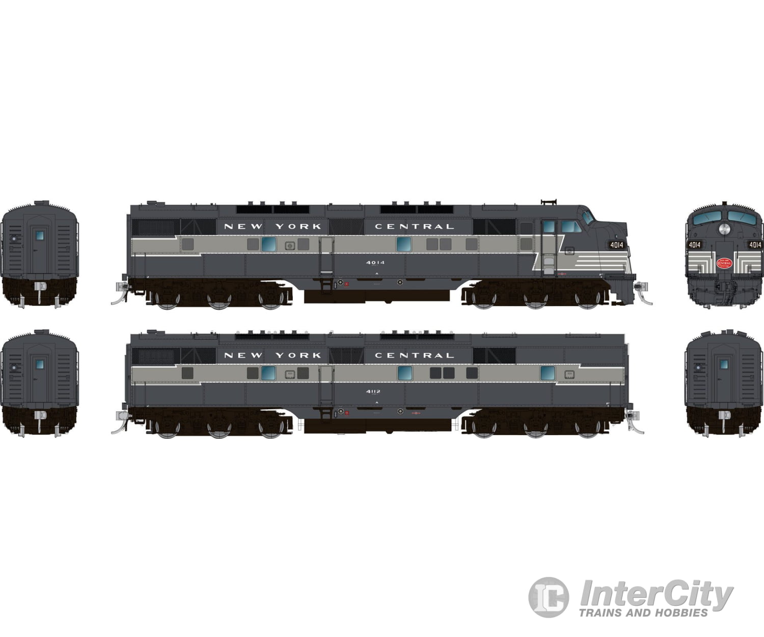 Rapido 029020 HO EMD E7A + E7B (DC/Silent): New York Central - Lightning Stripe: #4014 + #4100 Locomotives