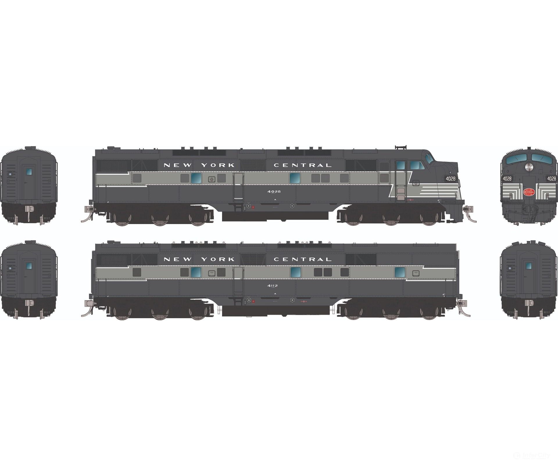 Rapido 029021 HO EMD E7A + E7B (DC/Silent): New York Central - Lightning Stripe: #4028 + #4112 Locomotives