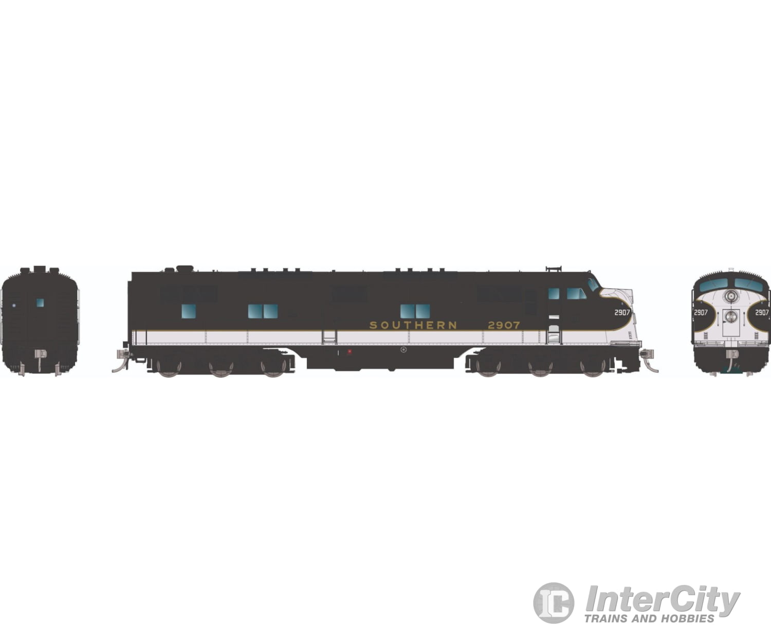 Rapido 029041 HO EMD E7A (DC/Silent): Southern - Black Scheme: #2908 Locomotives