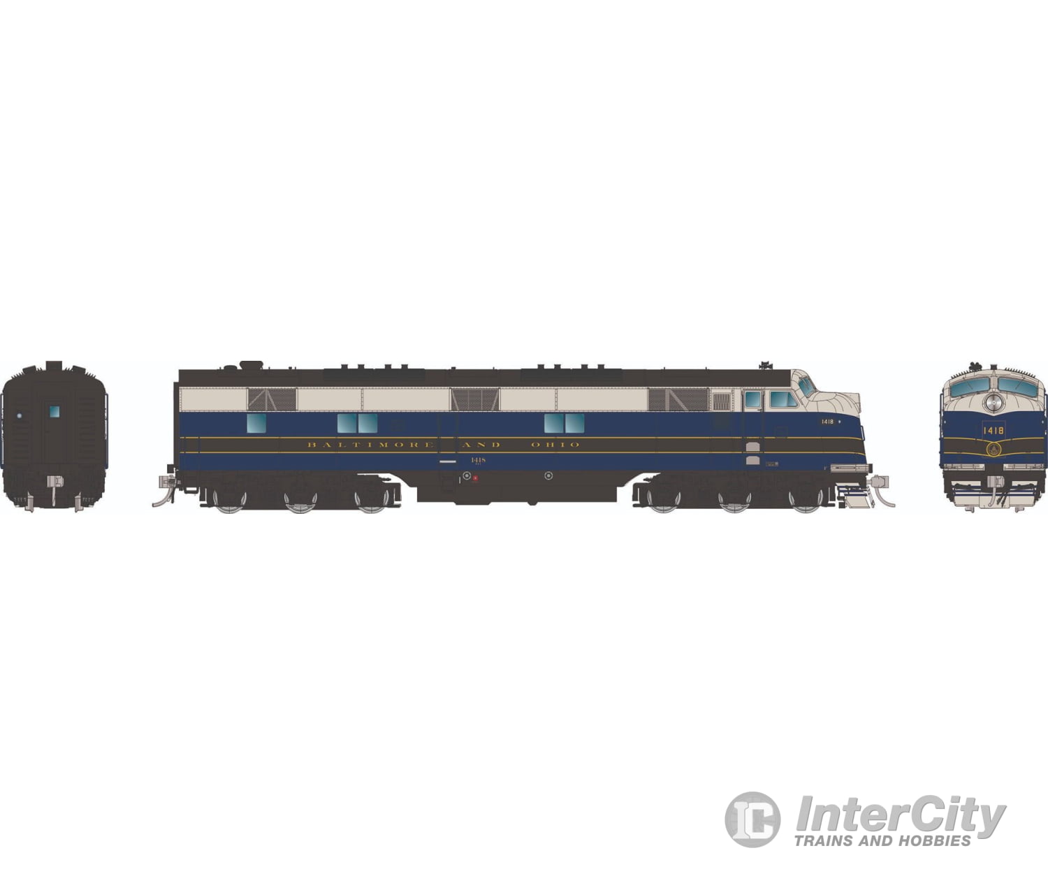 Rapido 029504 HO EMD E7A (DC/DCC/Sound): Baltimore & Ohio - Blue & Gray: #1430 Locomotives
