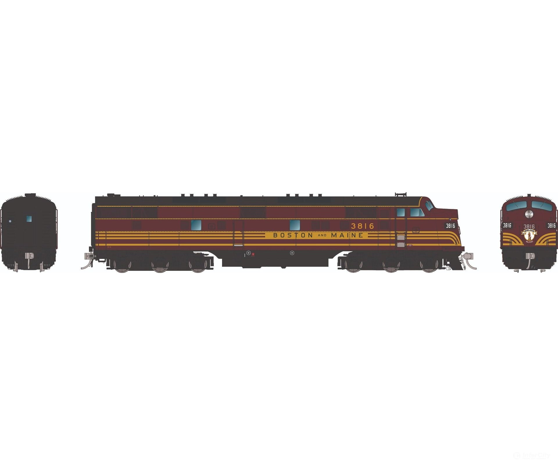 Rapido 029505 HO EMD E7A (DC/DCC/Sound): Boston & Maine - Red Scheme: #3816 Locomotives