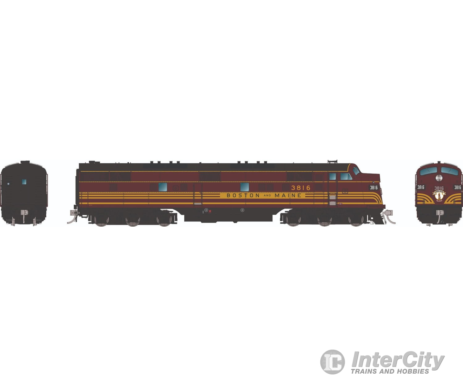 Rapido 029505 HO EMD E7A (DC/DCC/Sound): Boston & Maine - Red Scheme: #3816 Locomotives