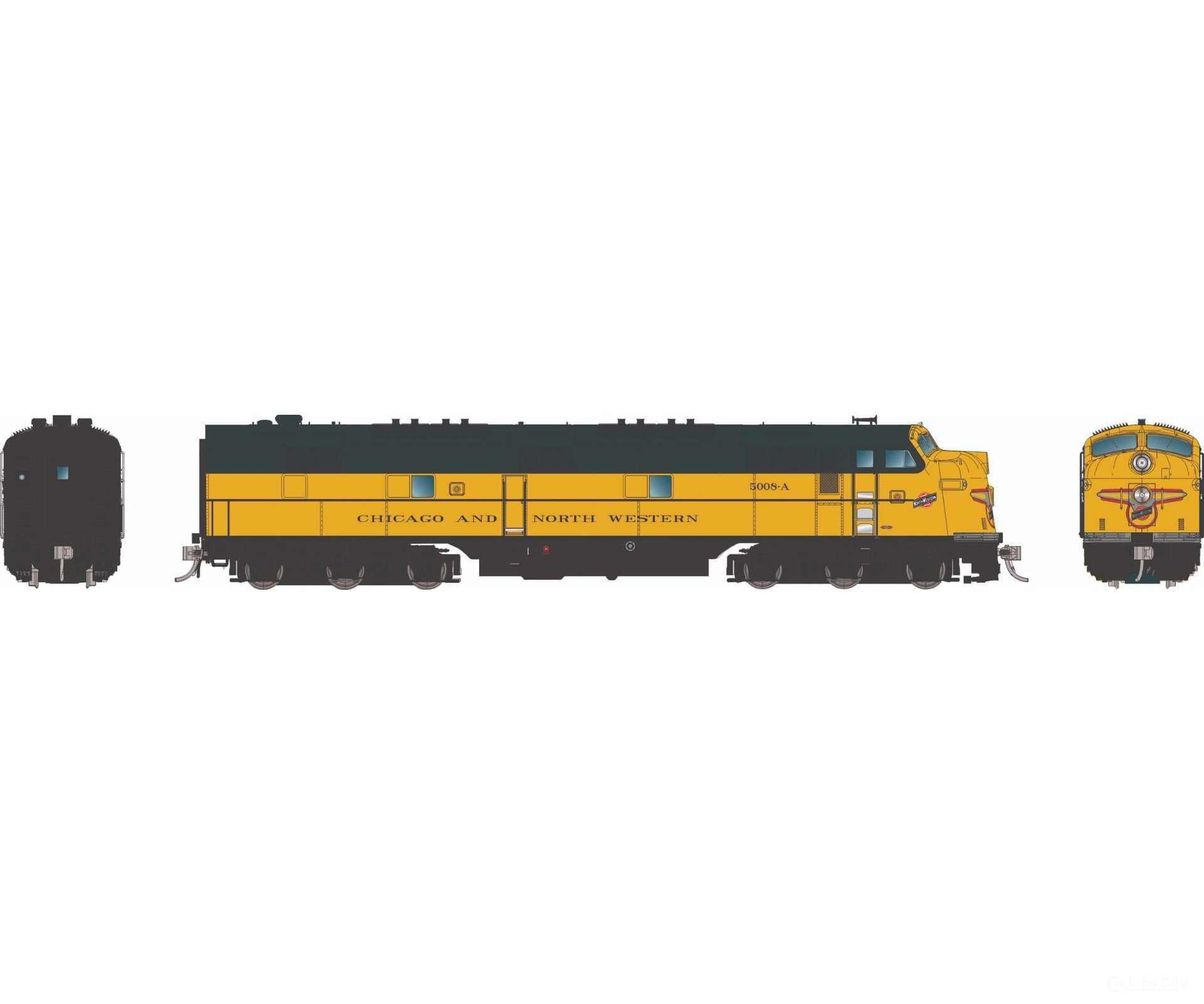 Rapido 029510 HO EMD E7A (DC/DCC/Sound): Chicago & North Western - Yellow & Green: #5015B Locomotives