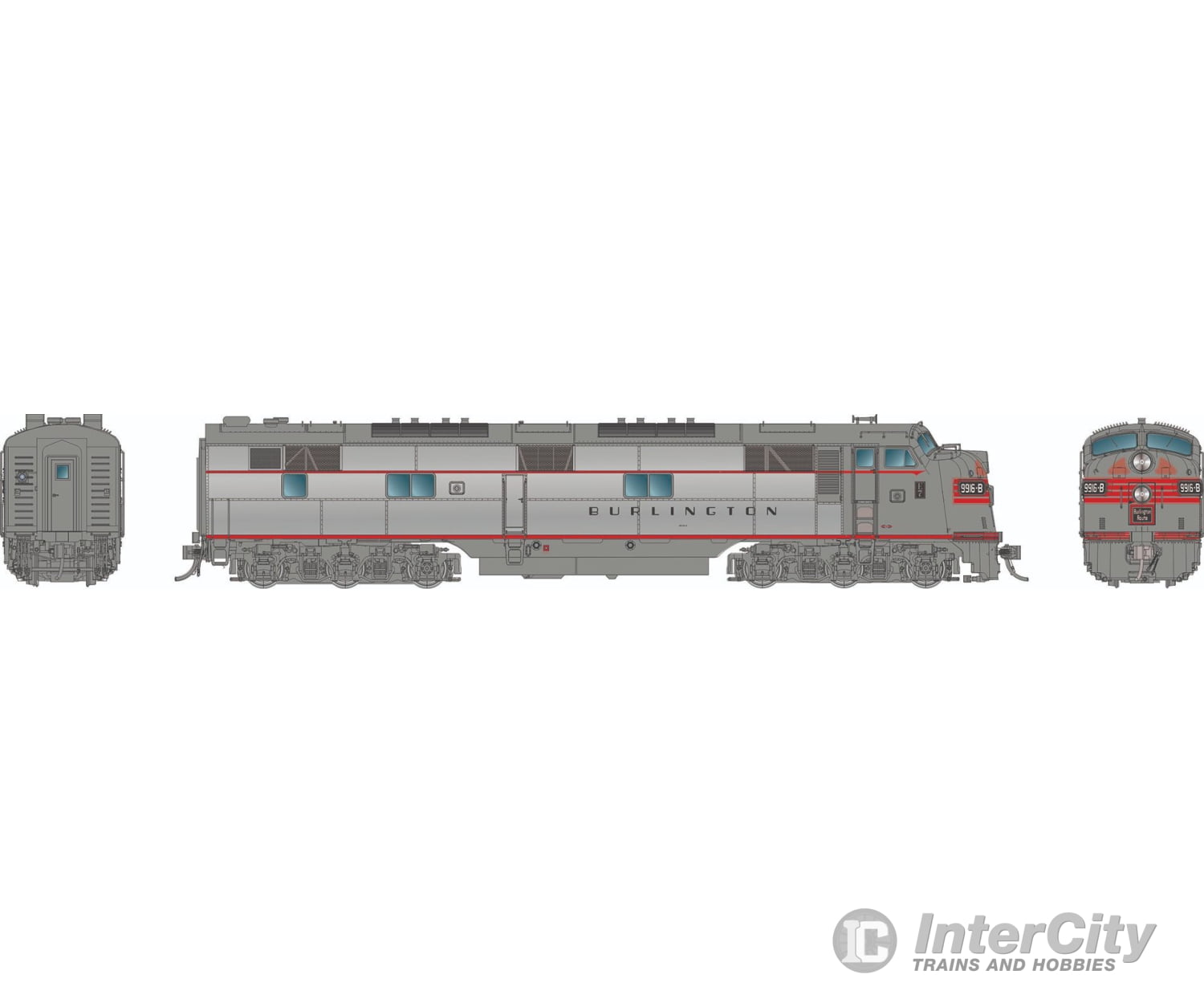 Rapido 029514 HO EMD E7A (DC/DCC/Sound): Chicago Burlington & Quincy - Silver Scheme: #9924B Locomotives