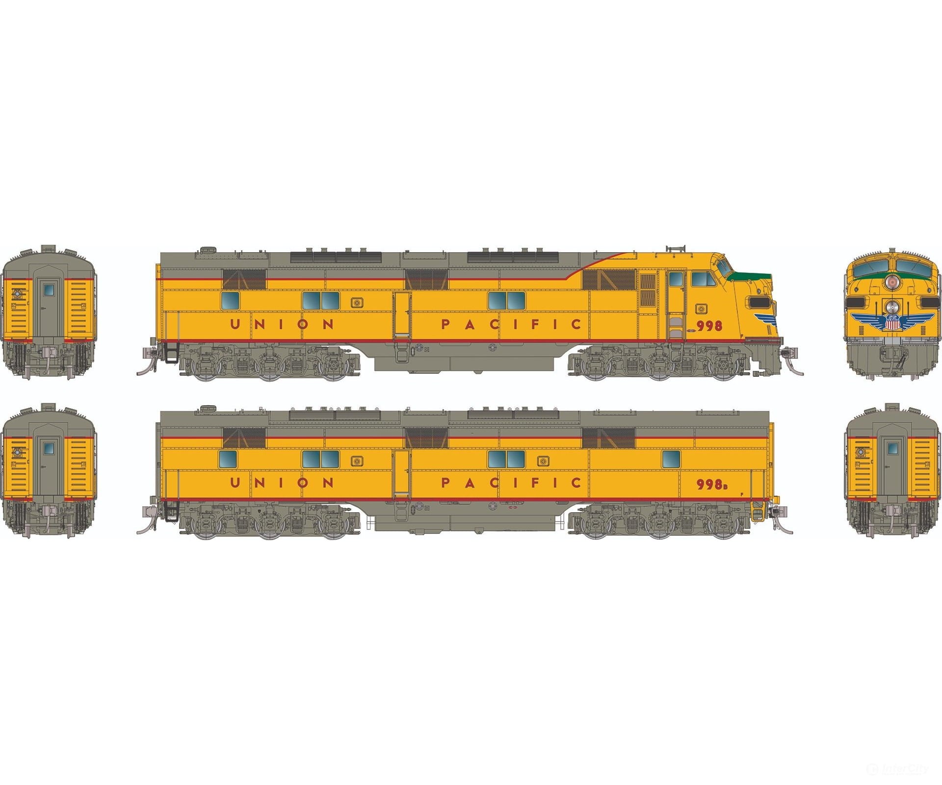 Rapido 029538 HO EMD E7A + E7B (DC/DCC/Sound): Union Pacific: #989J + #998B Locomotives
