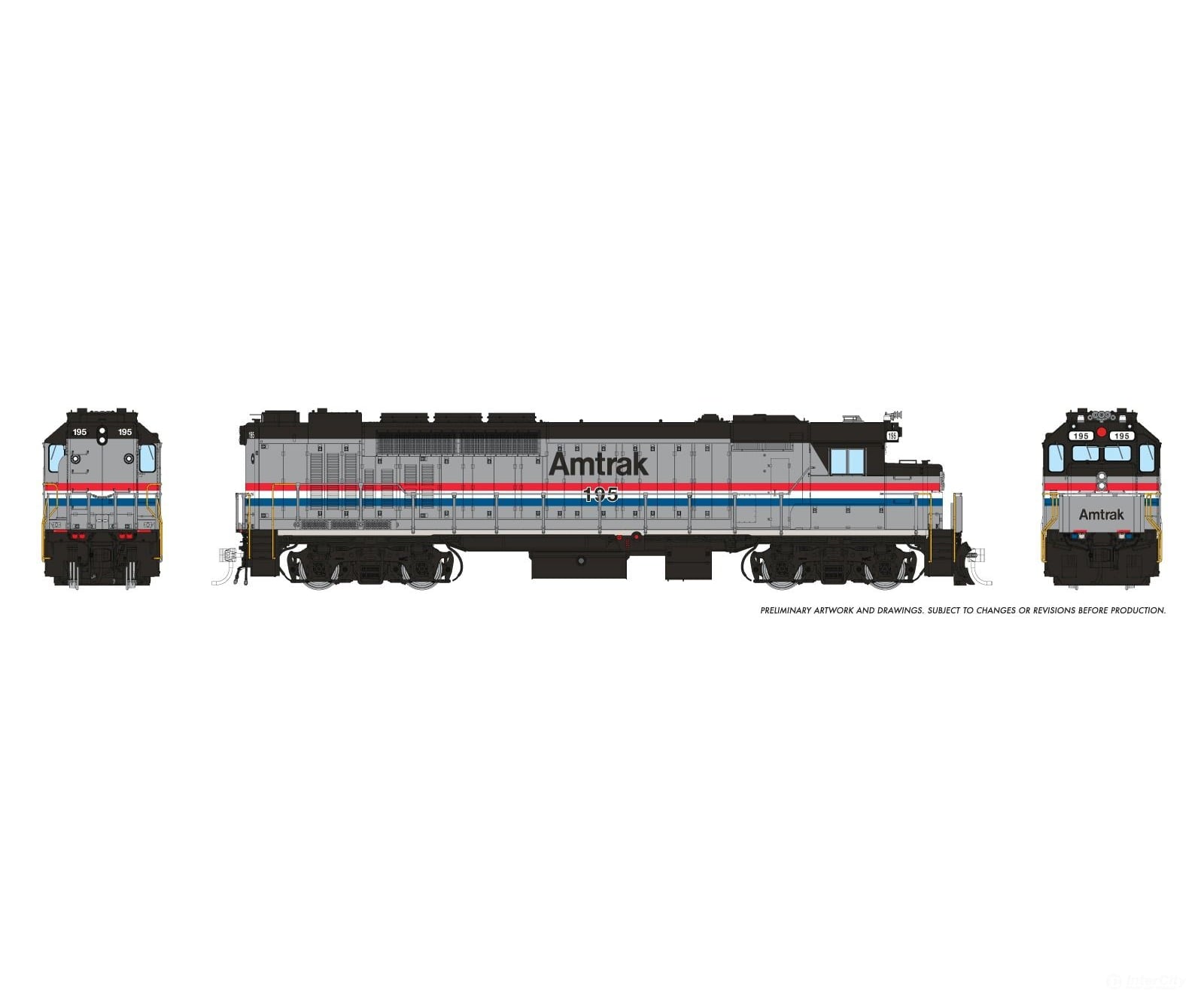 Rapido 034012 HO GP40TC (DC/Silent): Amtrak - Phase 3: #195 Locomotives