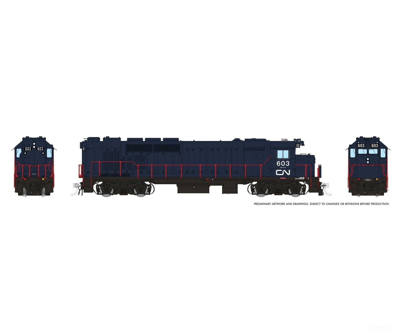 Rapido 034501 HO GP40TC (DC/DCC/Sound): CN Rail - Blue Scheme: #603 Locomotives