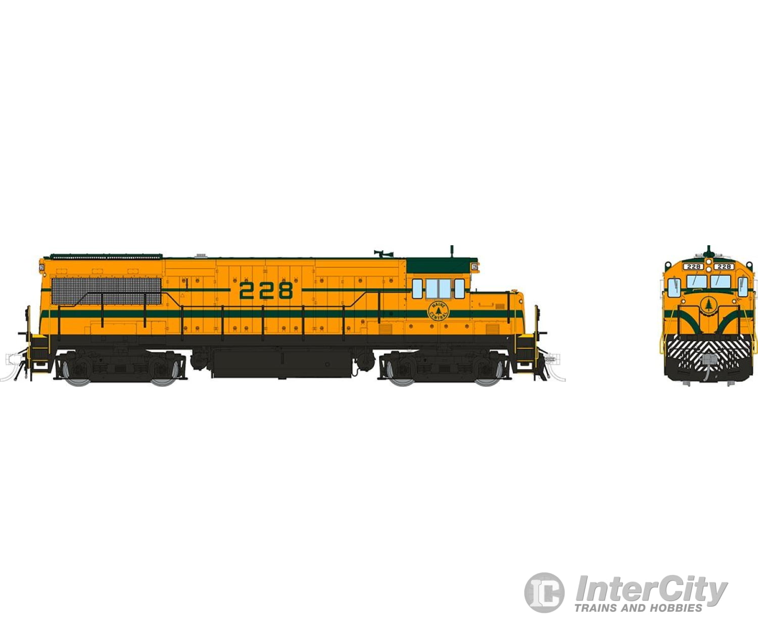 Rapido 035049 Ho Ge U25B Low Hood (Dc/Silent): Maine Central - Harvest Gold: #228 Locomotives