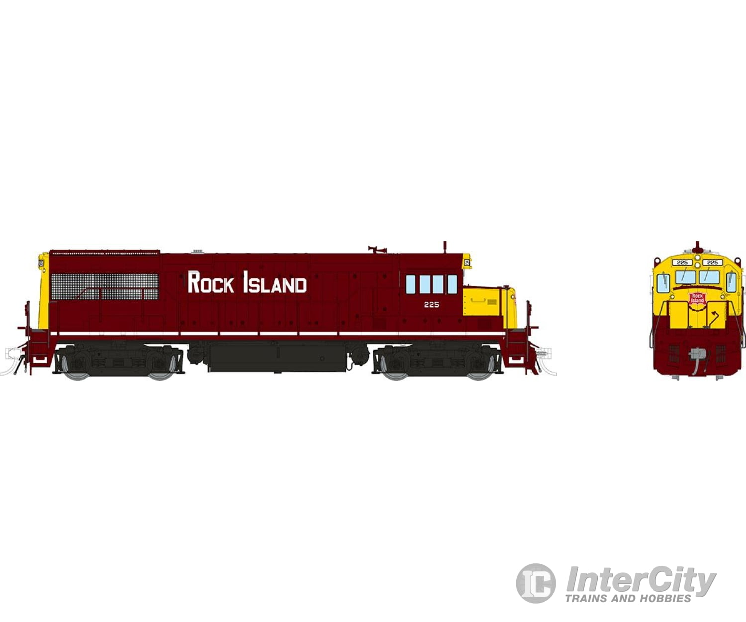 Rapido 035059 Ho Ge U25B Low Hood (Dc/Silent): Rock Island - Maroon & Yellow: #225 Locomotives