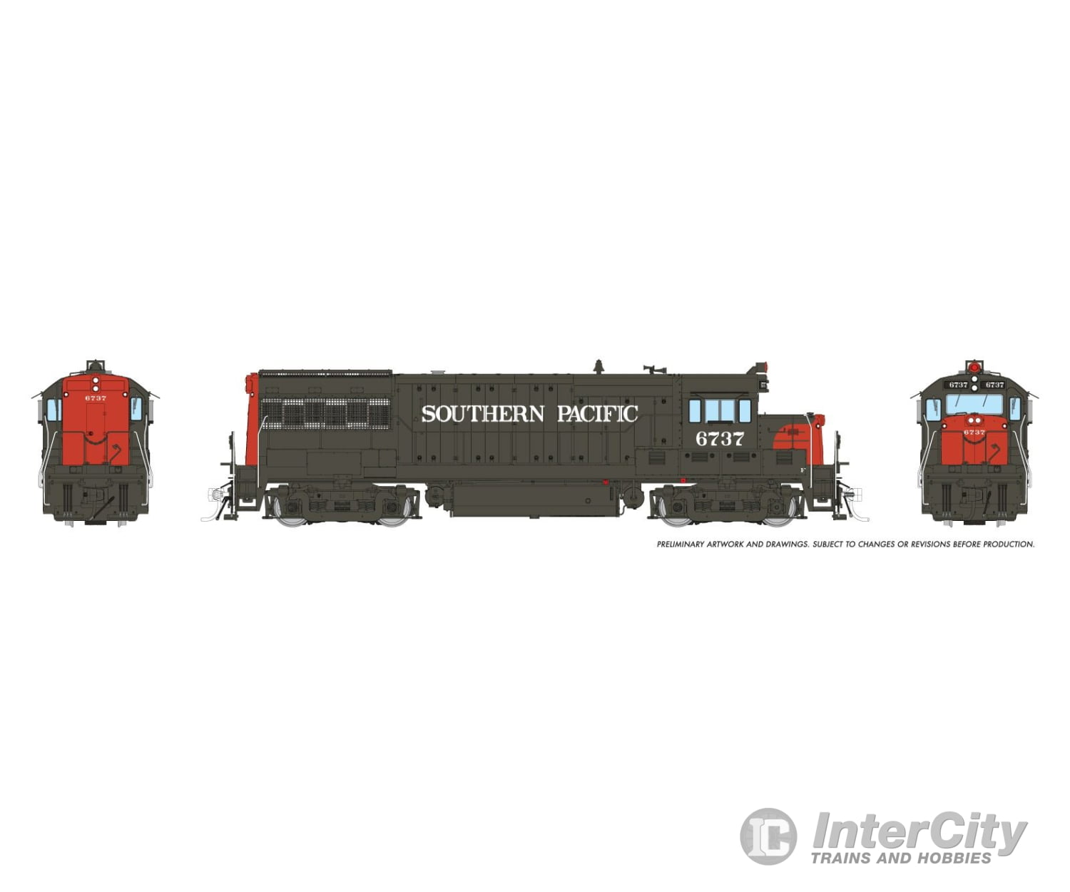 Rapido 035573 HO GE U25B Low Hood (DC/DCC/Sound): Southern Pacific - Bloody Nose w/o Logo: #6737 Locomotives