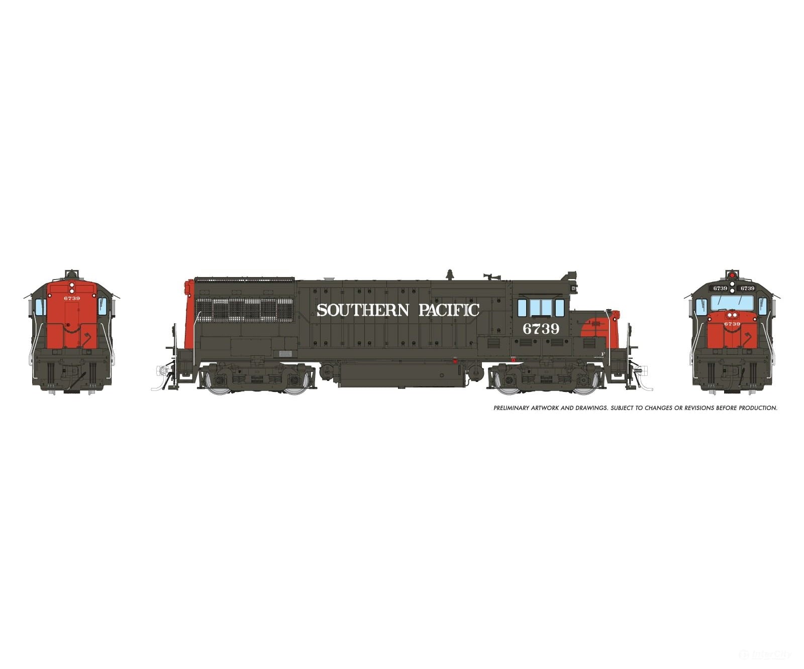 Rapido 035574 HO GE U25B Low Hood (DC/DCC/Sound): Southern Pacific - Bloody Nose w/o Logo: #6739 Locomotives