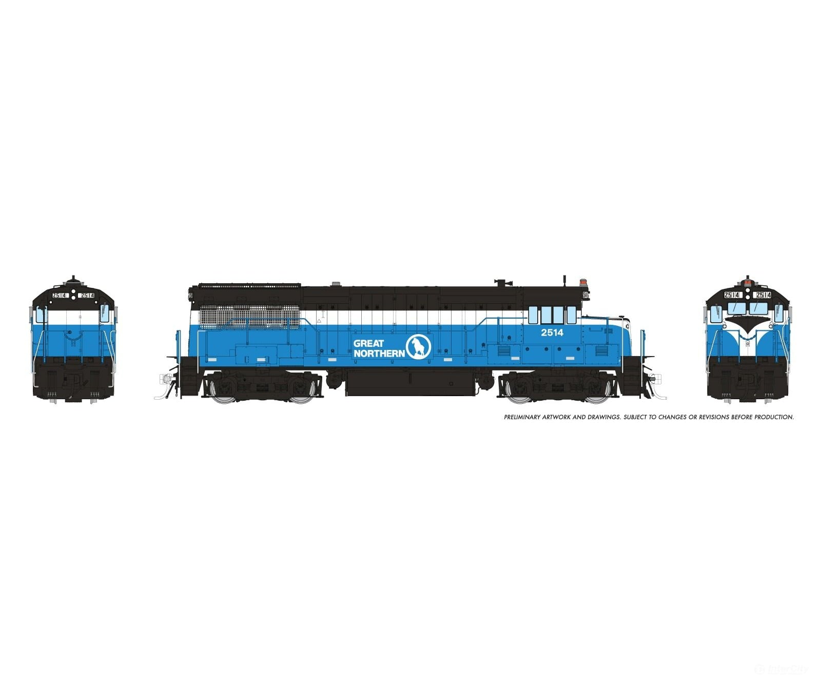 Rapido 035577 HO GE U25B Low Hood (DC/DCC/Sound): Great Northern - Big Sky Blue: #2514 Locomotives