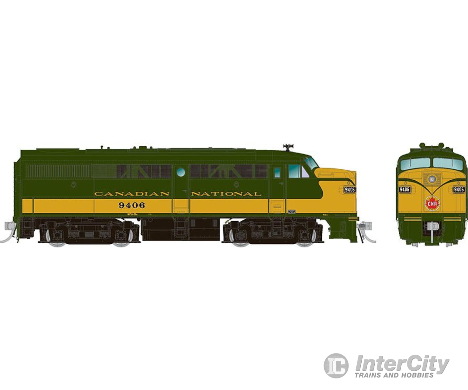 Rapido 037001 Ho Alco Fa-1 (Dc/Silent): Canadian National - Green & Yellow Scheme: #9400 Diesel