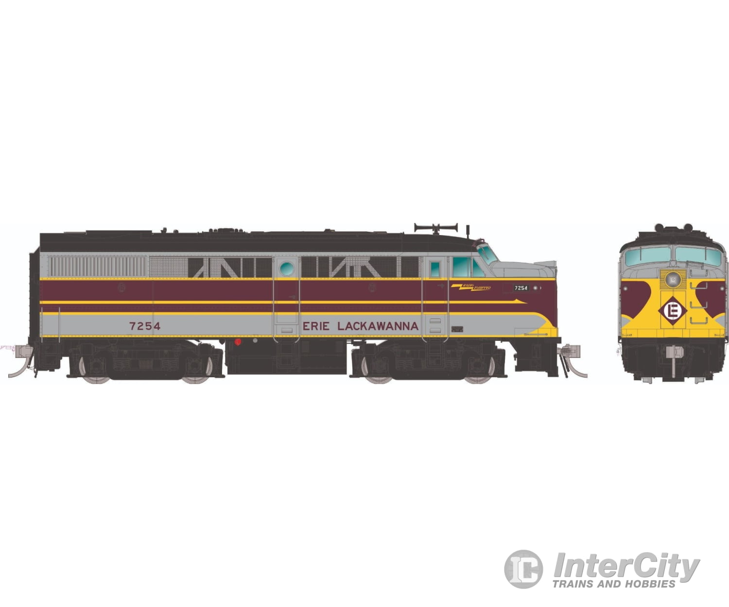 Rapido 037045 Ho Alco Fa-1 (Dc/Silent): Erie Lackawanna - Grey & Maroon: #7344 Locomotives