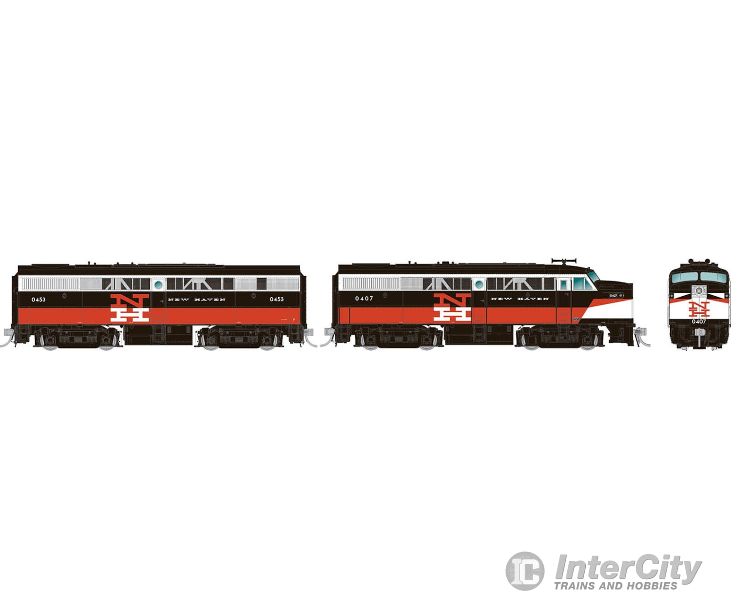 Rapido 037532 Ho Alco Fa-1 + Fb-1 (Dc/Dcc/Sound): New Haven - Mcginnis Scheme: #0421 #0454 Diesel