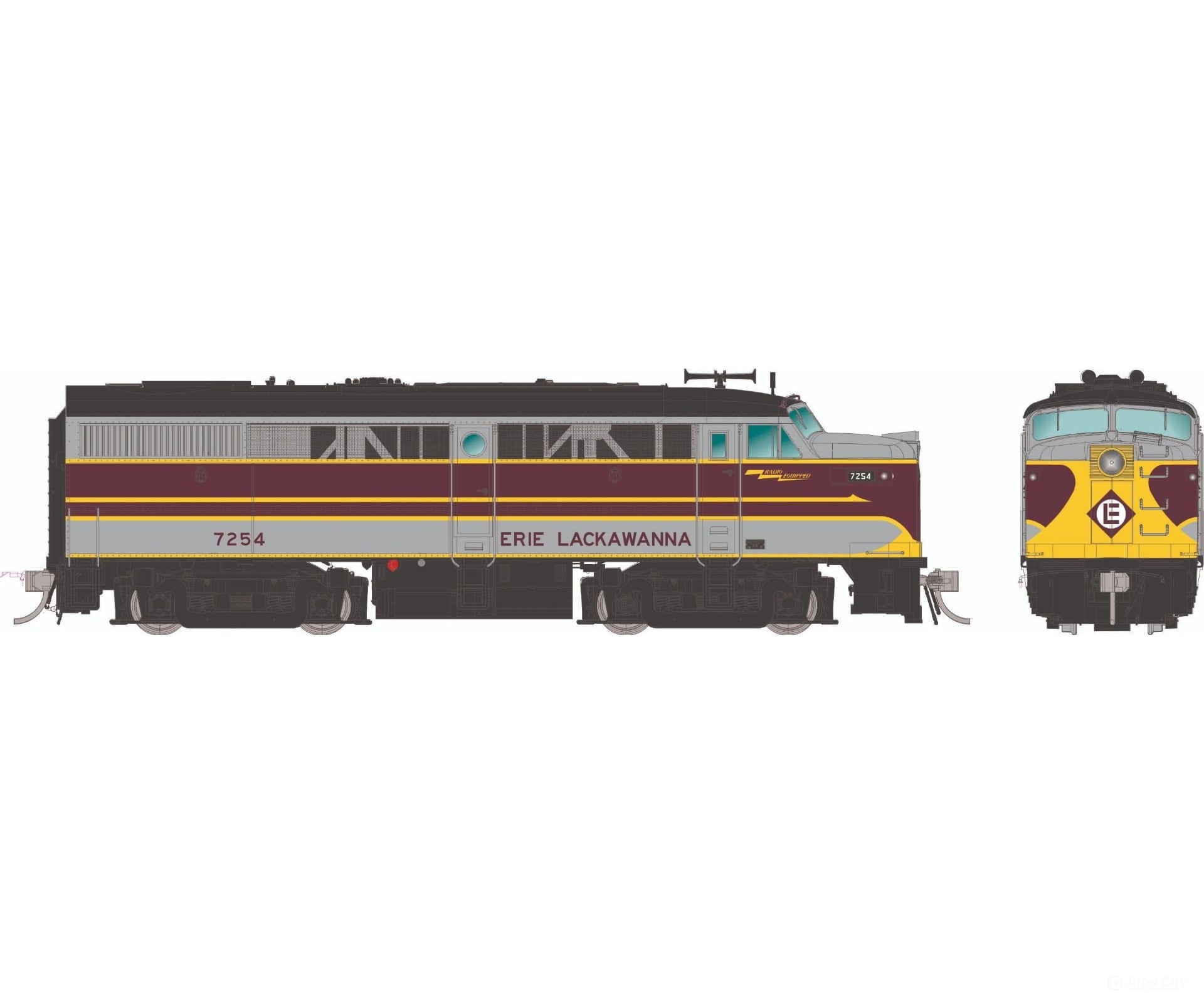 Rapido 037545 Ho Alco Fa-1 (Dc/Dcc/Sound): Erie Lackawanna - Grey & Maroon: #7344 Locomotives