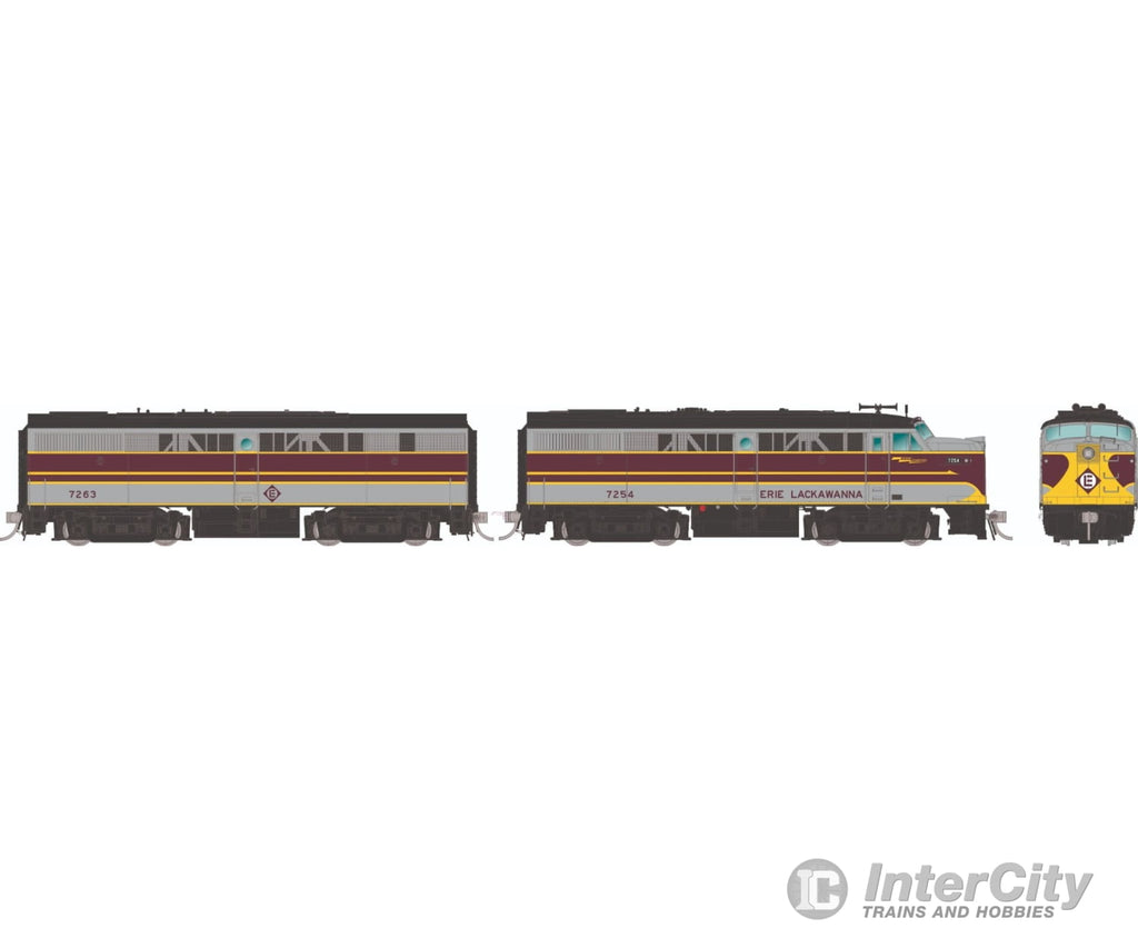 Rapido 037547 Ho Alco Fa-1 + Fb-1 (Dc/Dcc/Sound): Erie Lackawanna - Grey & Maroon: #7254 #7263