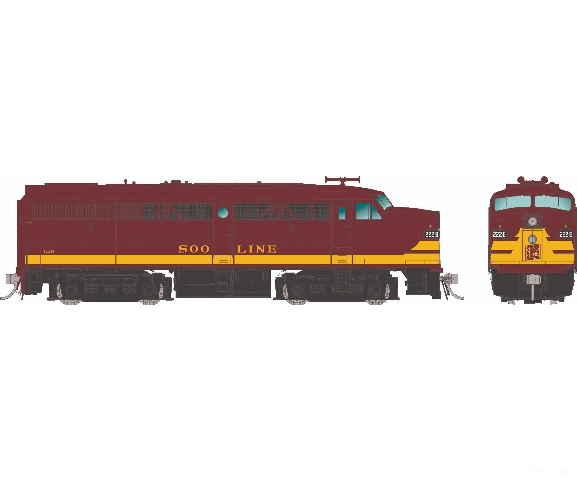 Rapido 037558 Ho Alco Fa-1 (Dc/Dcc/Sound): Soo Line - Maroon Scheme: #2222A Locomotives
