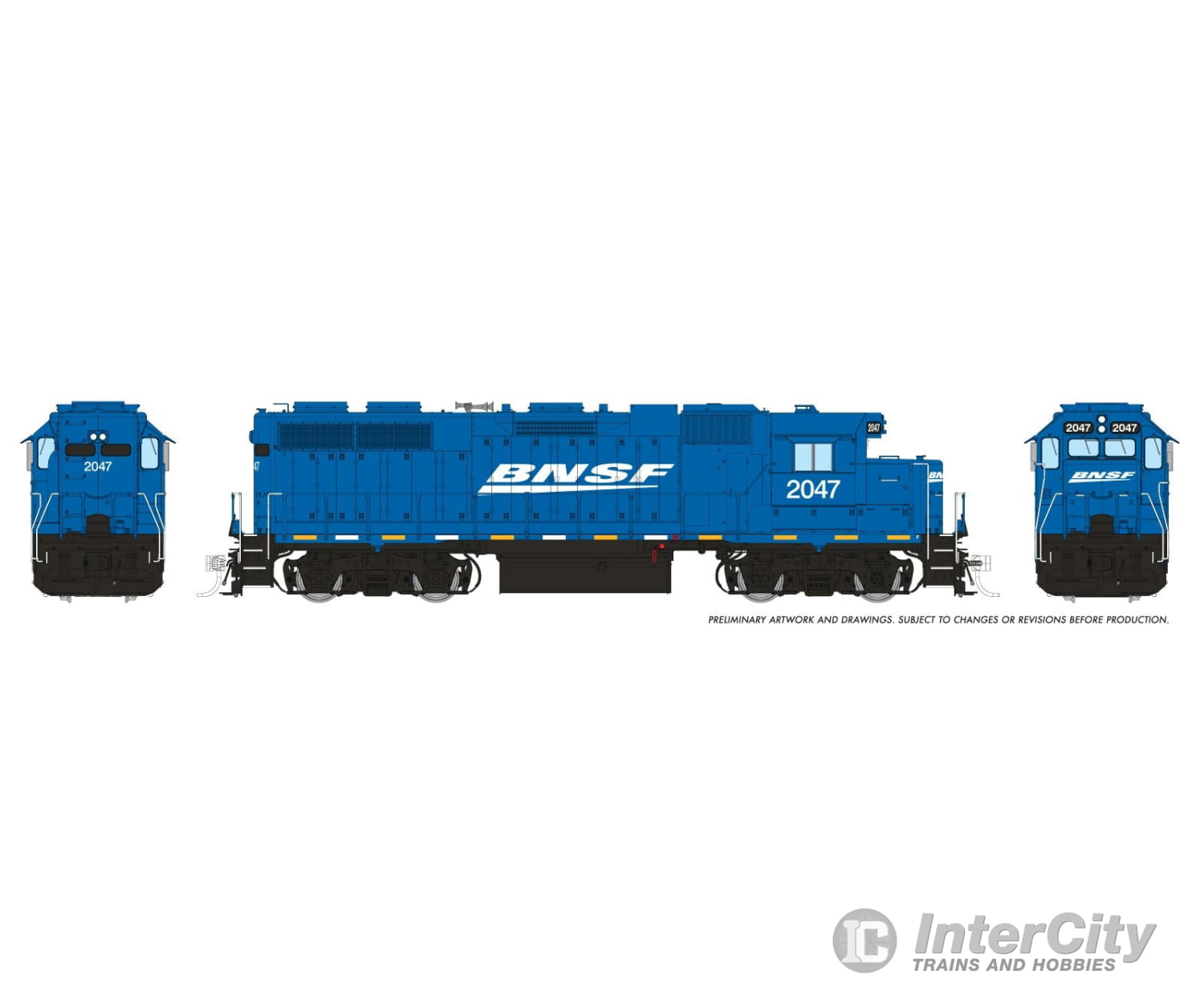 Rapido 038040 Ho Emd Gp38 W/Ext Cab (Dc/Silent): Bnsf - Blue Scheme: #2047 Locomotives