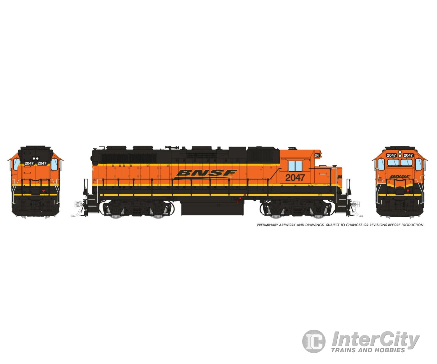 Rapido 038041 Ho Emd Gp38 W/Ext Cab (Dc/Silent): Bnsf - Heritage 3: #2047 Locomotives