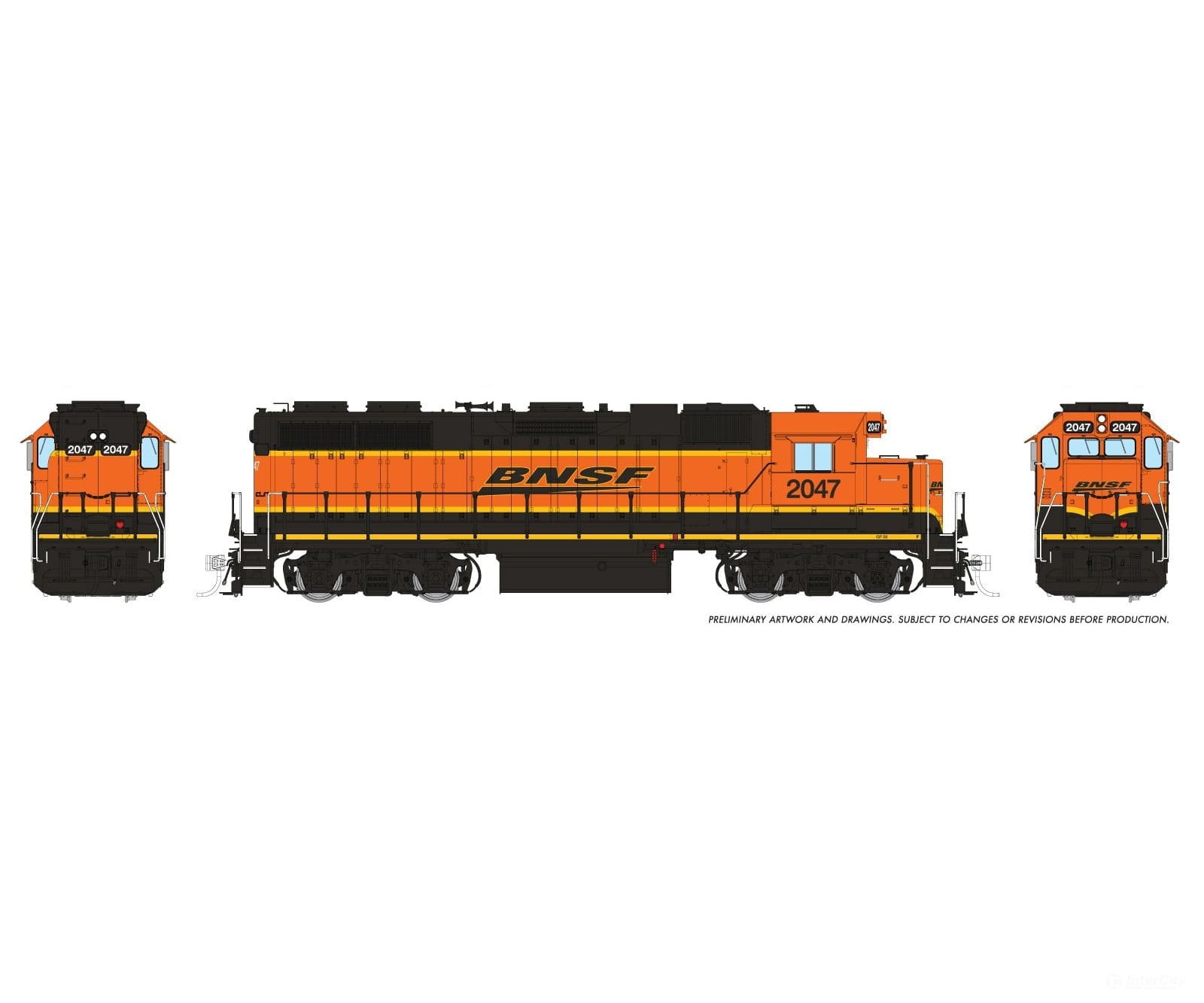 Rapido 038041 Ho Emd Gp38 W/Ext Cab (Dc/Silent): Bnsf - Heritage 3: #2047 Locomotives