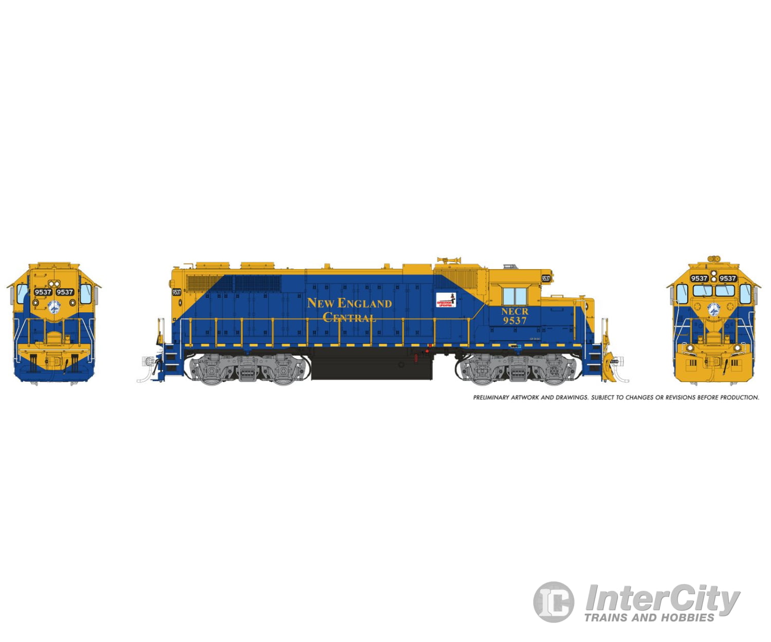 Rapido 038068 Ho Emd Gp38 (Dc/Silent): New England Central - Blue & Gold: #9537 Locomotives