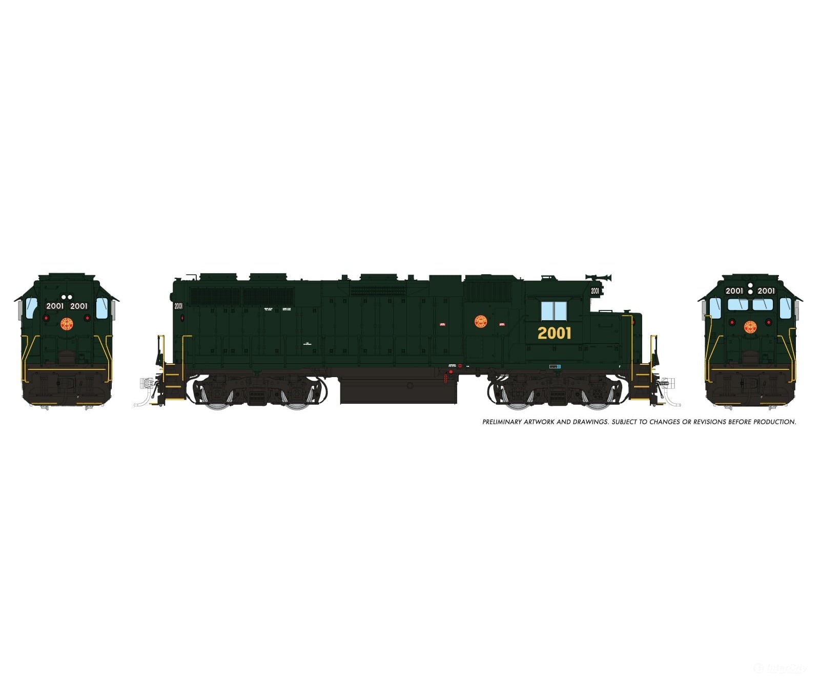 Rapido 038552 Ho Emd Gp38 W/Ext Cab (Dc/Dcc/Sound): Prsl - Dgle: #2001 Locomotives