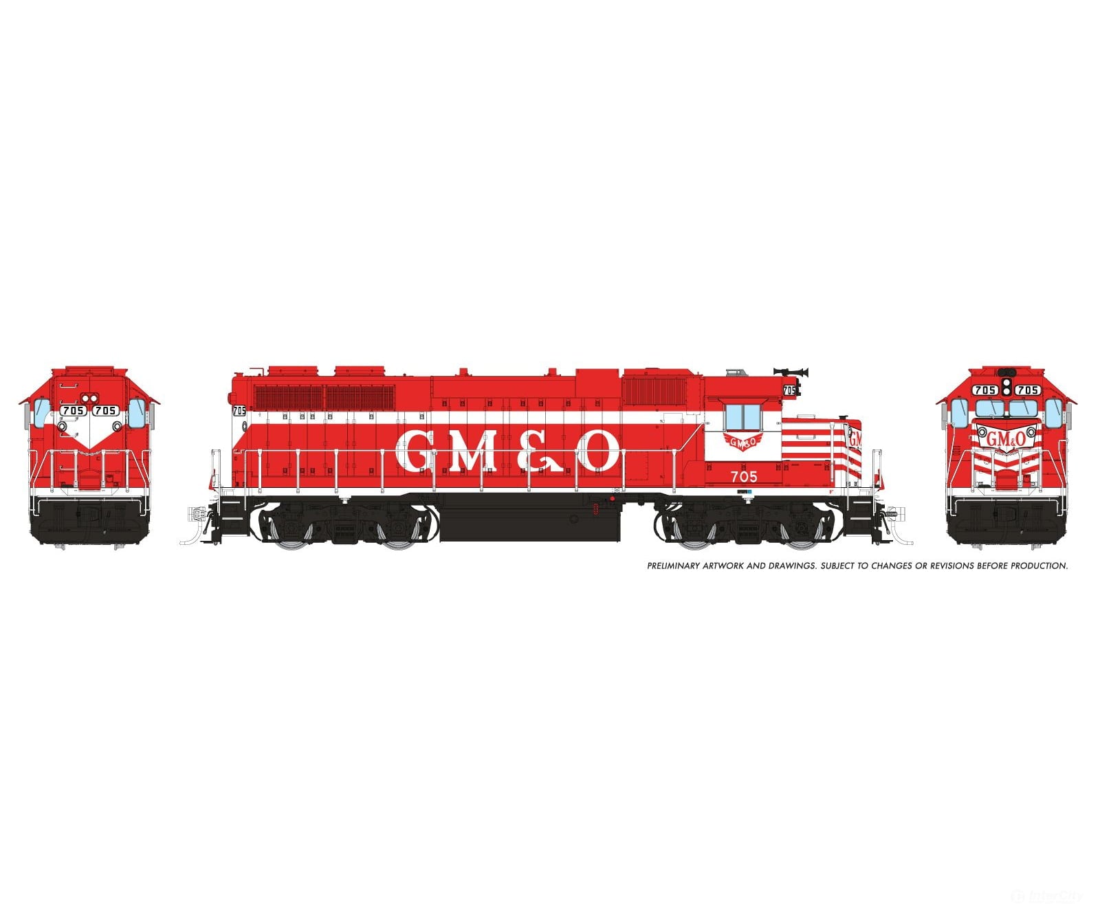 Rapido 038558 Ho Emd Gp38 (Dc/Dcc/Sound): Gm&O - Red & White Stripe: #713 Locomotives