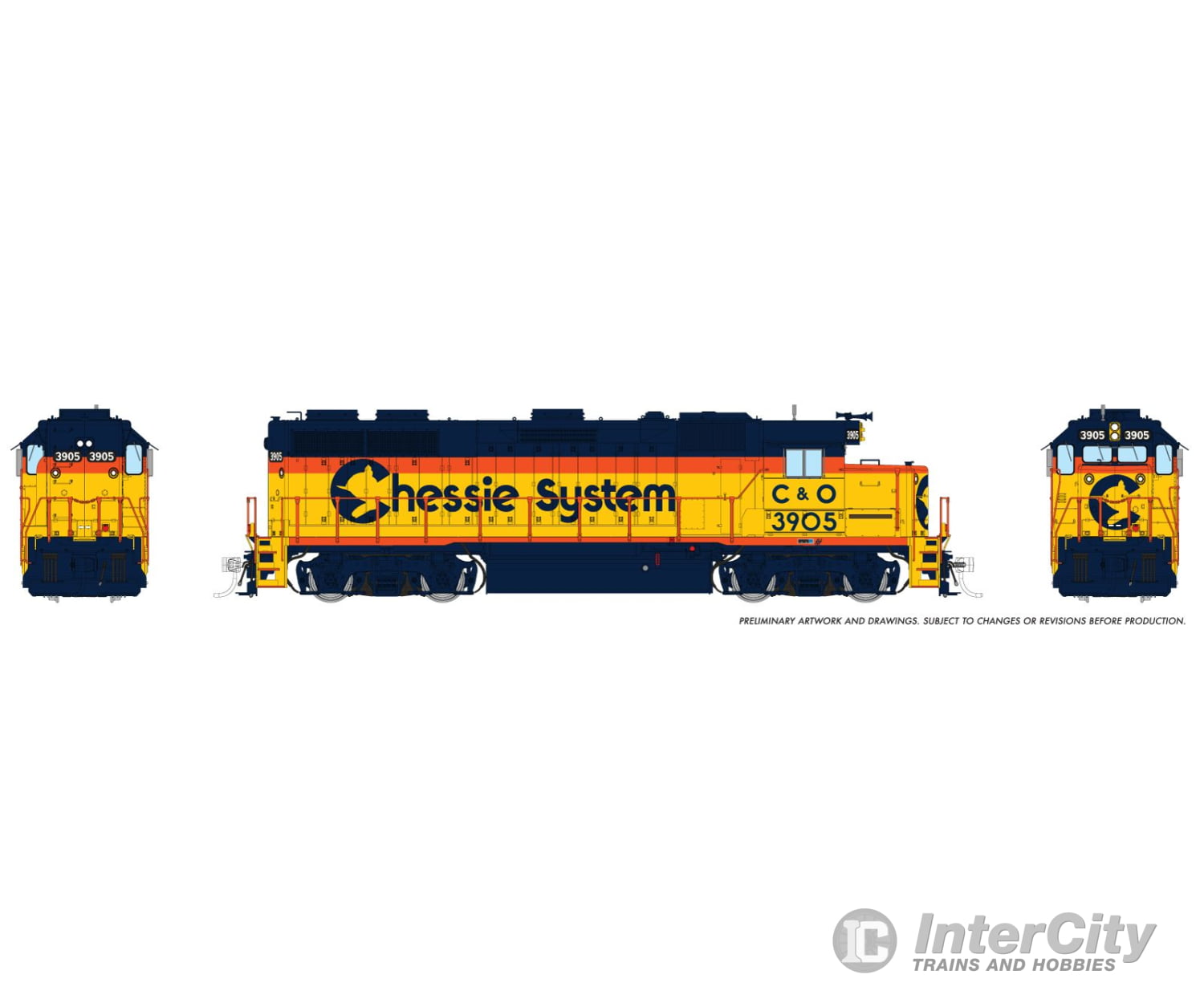 Rapido 039006 Ho Emd Gp39 (Dc/Silent): Chessie - C&O Sublettering: #3908 Locomotives