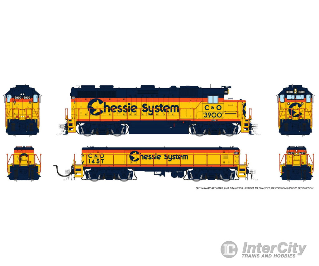 Rapido 039019 Ho Emd Gp39 Mother + Slug (Dc/Silent): Chessie - C&O Sublettering: #3900 + #145T