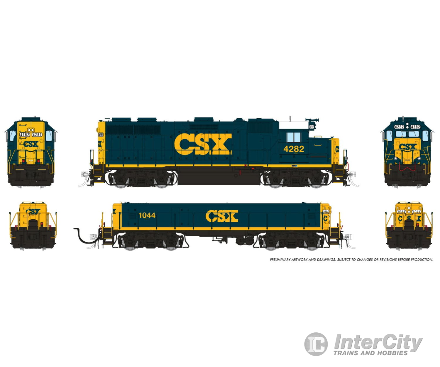 Rapido 039032 Ho Emd Gp39 Mother + Slug (Dc/Silent): Csx - Yn3 Scheme: #4282 + #1044 Locomotives