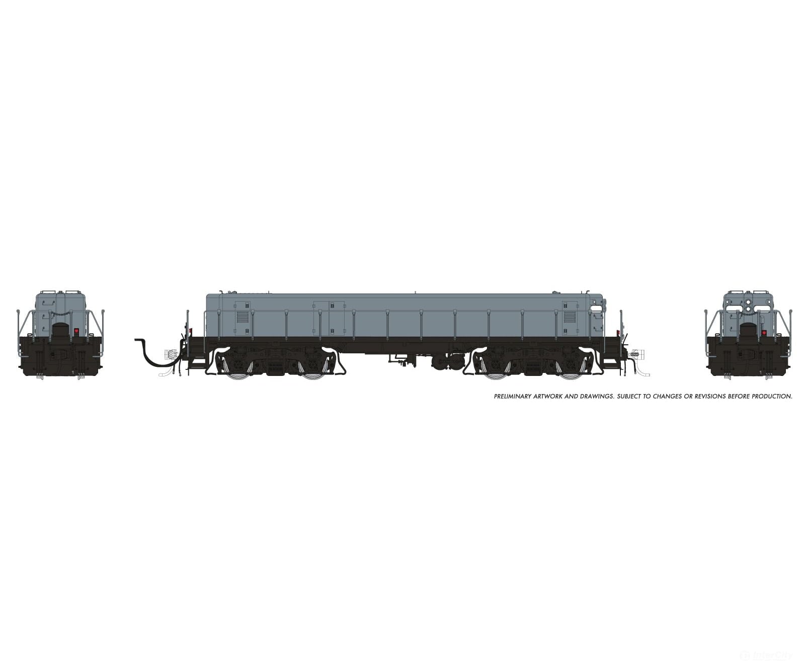 Rapido 039035 Ho Emd/Huntington Slug (Dc/Silent): Grey Unlettered Locomotives