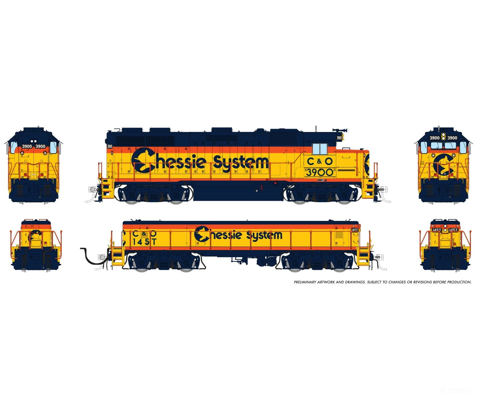Rapido 039520 Ho Emd Gp39 Mother + Slug (Dc/Dcc/Sound): Chessie - C&O Sublettering: #3905 + #147T