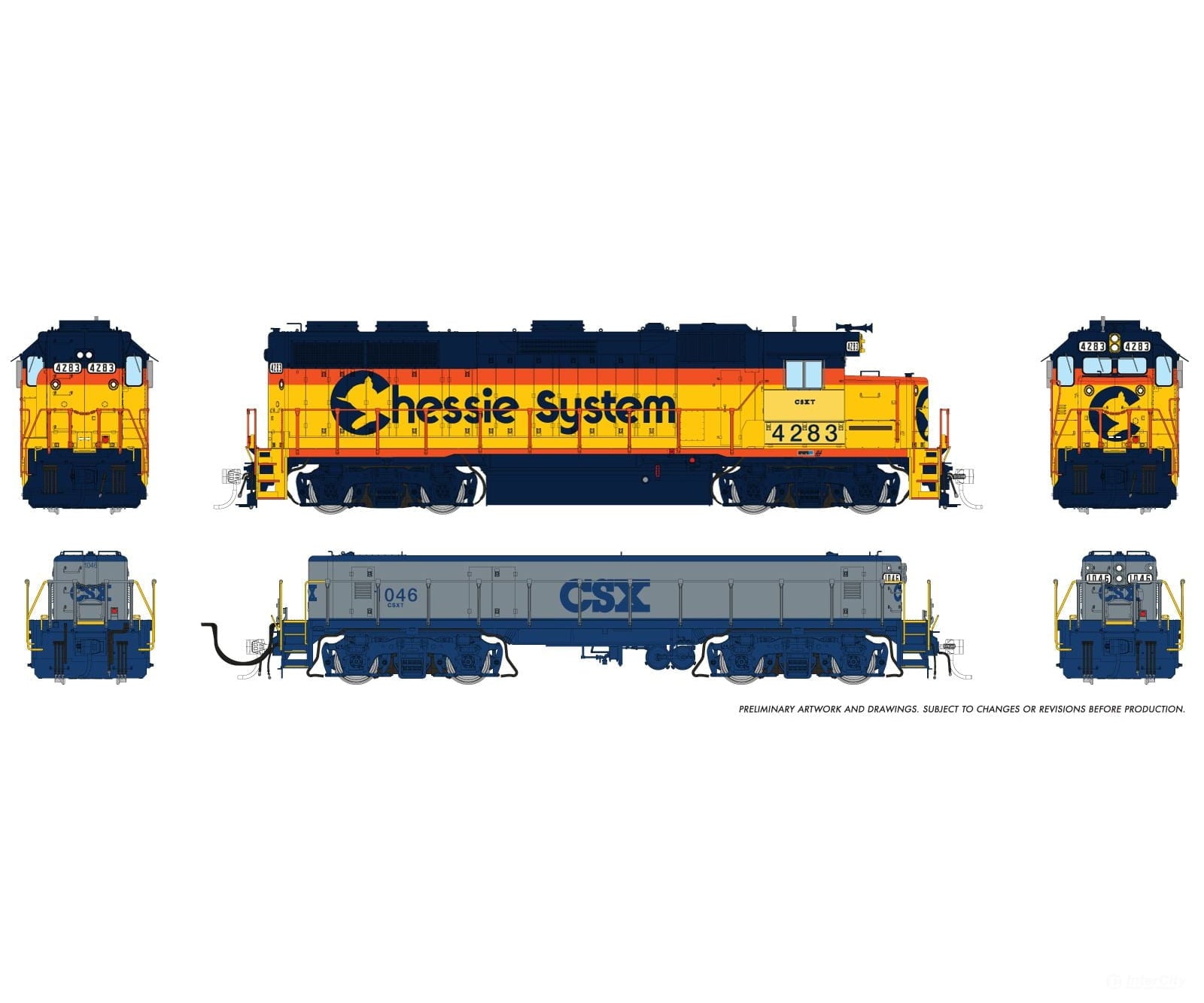Rapido 039523 Ho Emd Gp39 Mother + Slug (Dc/Dcc/Sound): Csx - Chessie Patch: #4284 + #1046 (In G&B)