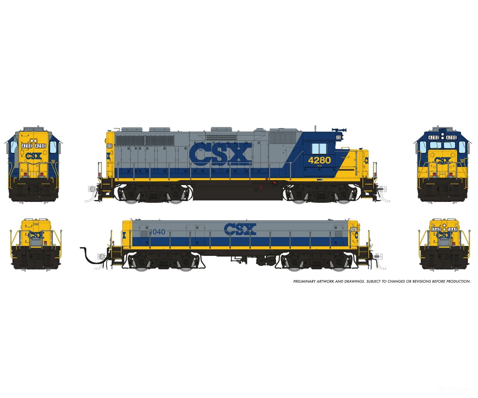 Rapido 039529 Ho Emd Gp39 Mother + Slug (Dc/Dcc/Sound): Csx - Bright Future (Yn2): #4286 + #1024