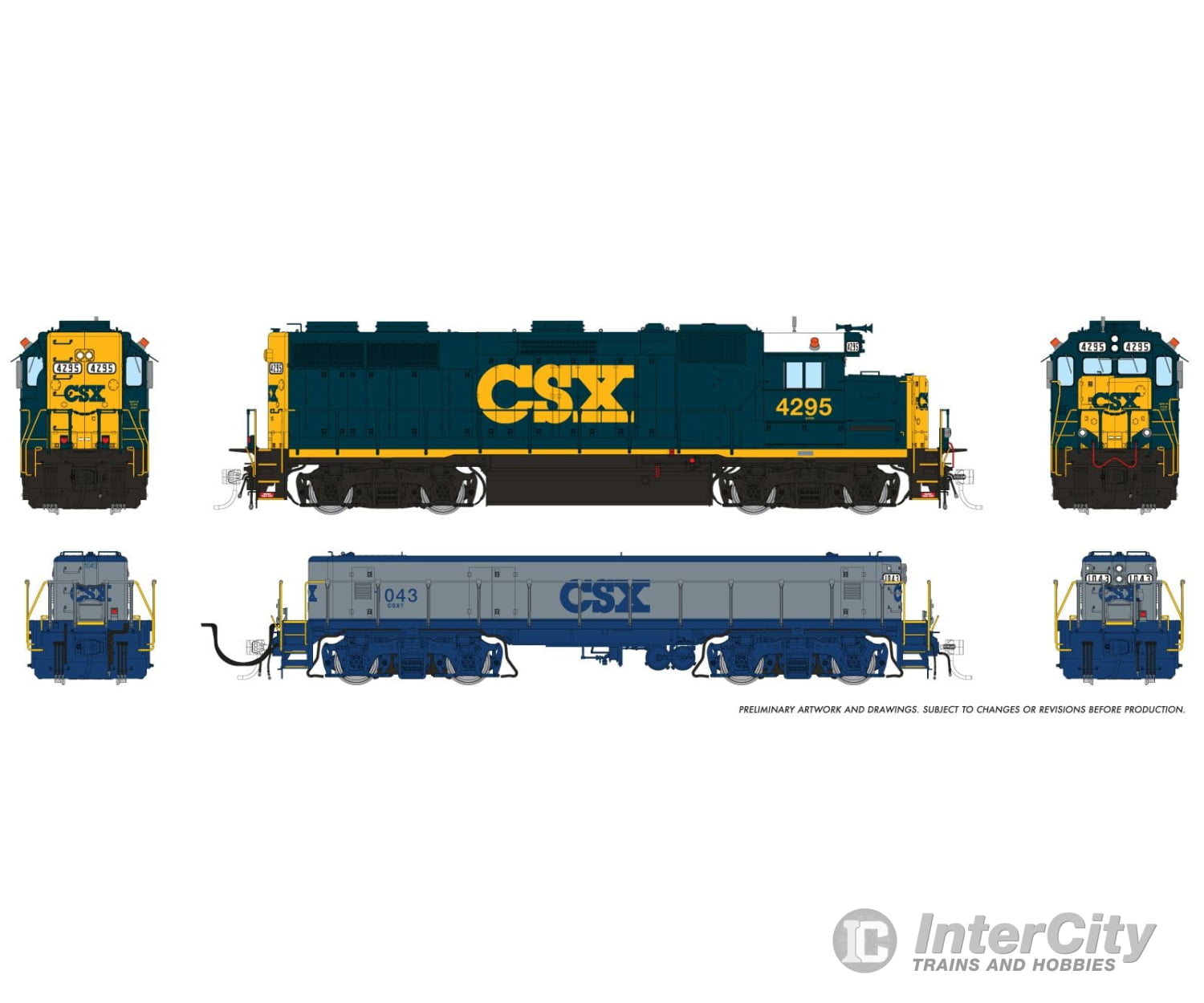 Rapido 039533 Ho Emd Gp39 Mother + Slug (Dc/Dcc/Sound): Csx - Yn3 Scheme: #4295 + #1043 (In G&B)