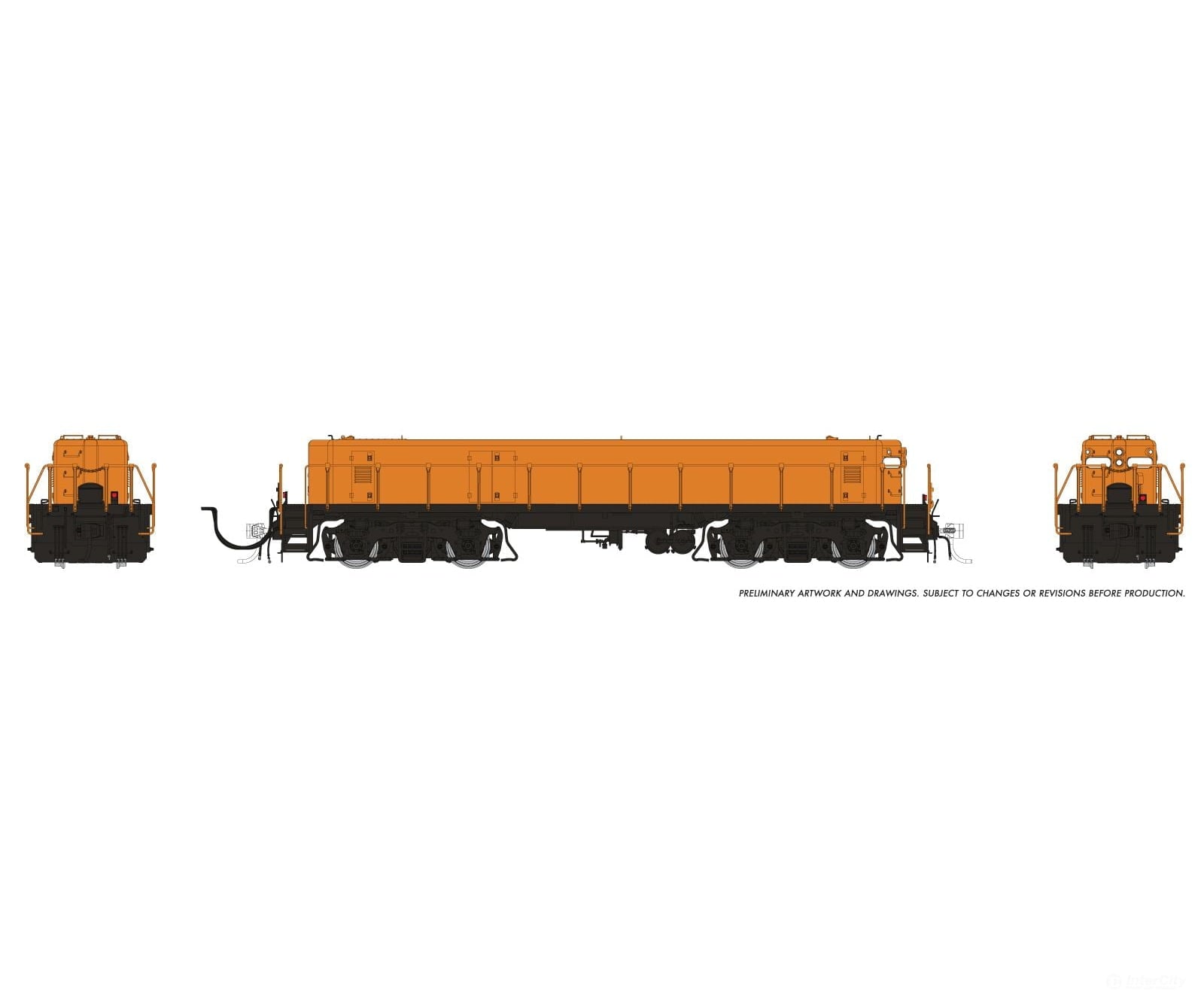 Rapido 039536 Ho Emd/Huntington Slug (Dc/Dcc/Sound): Orange Unlettered Locomotives