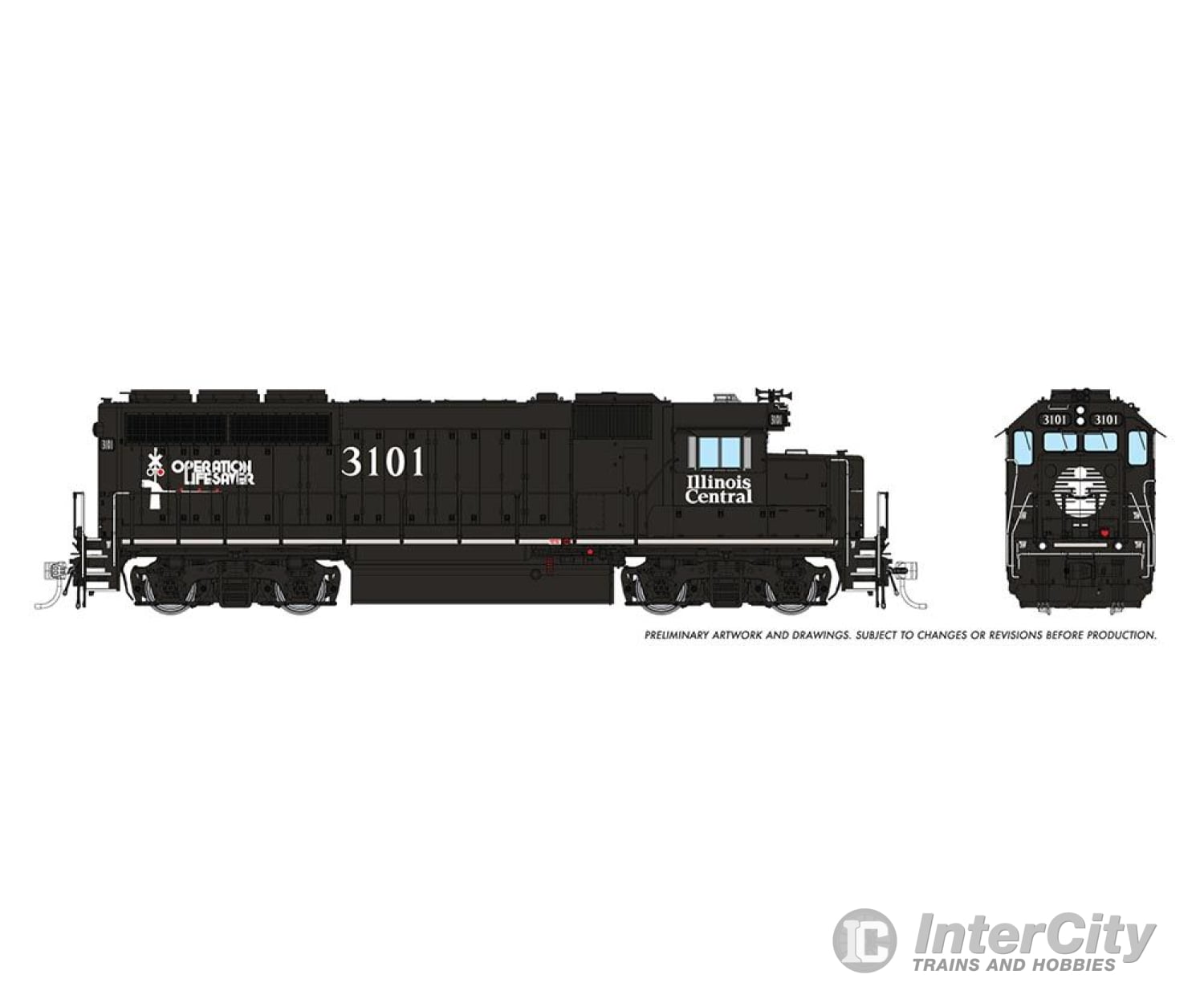 Rapido 040007 Ho Emd Gp40 (Dc/Silent): Illinois Central: #3101 Locomotives