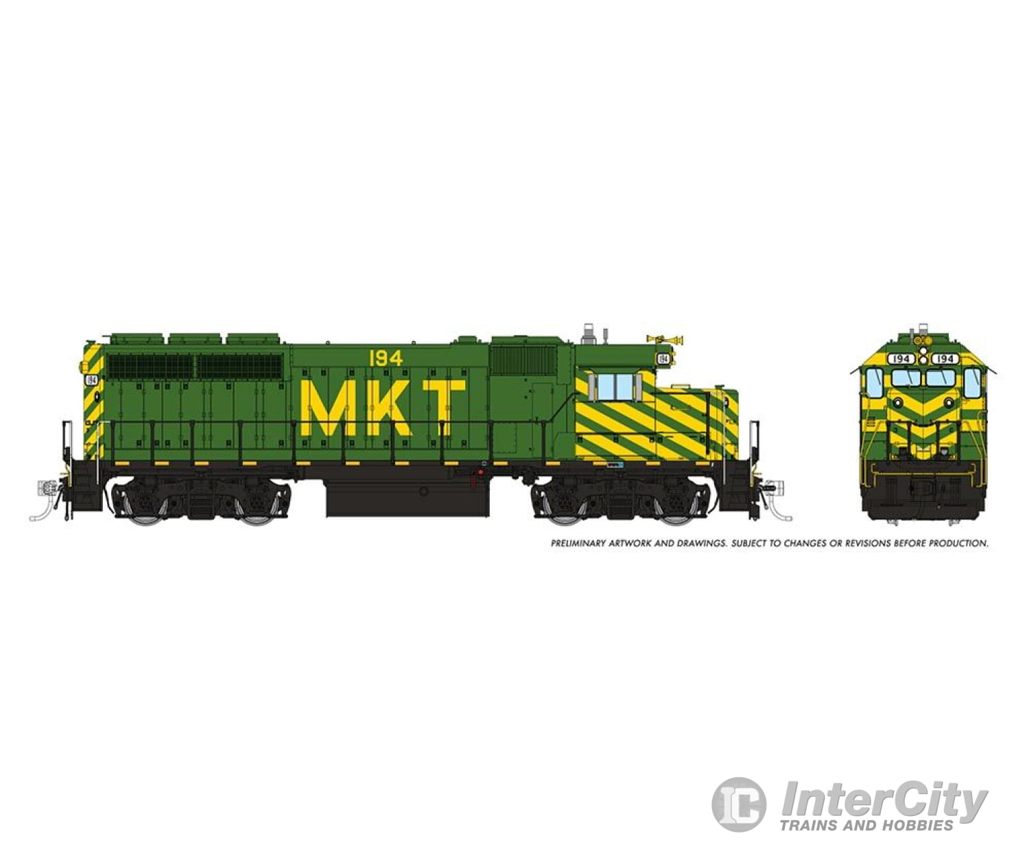 Rapido 040015 Ho Emd Gp40 (Dc/Silent): Mkt - Green & Yellow: #194 Locomotives