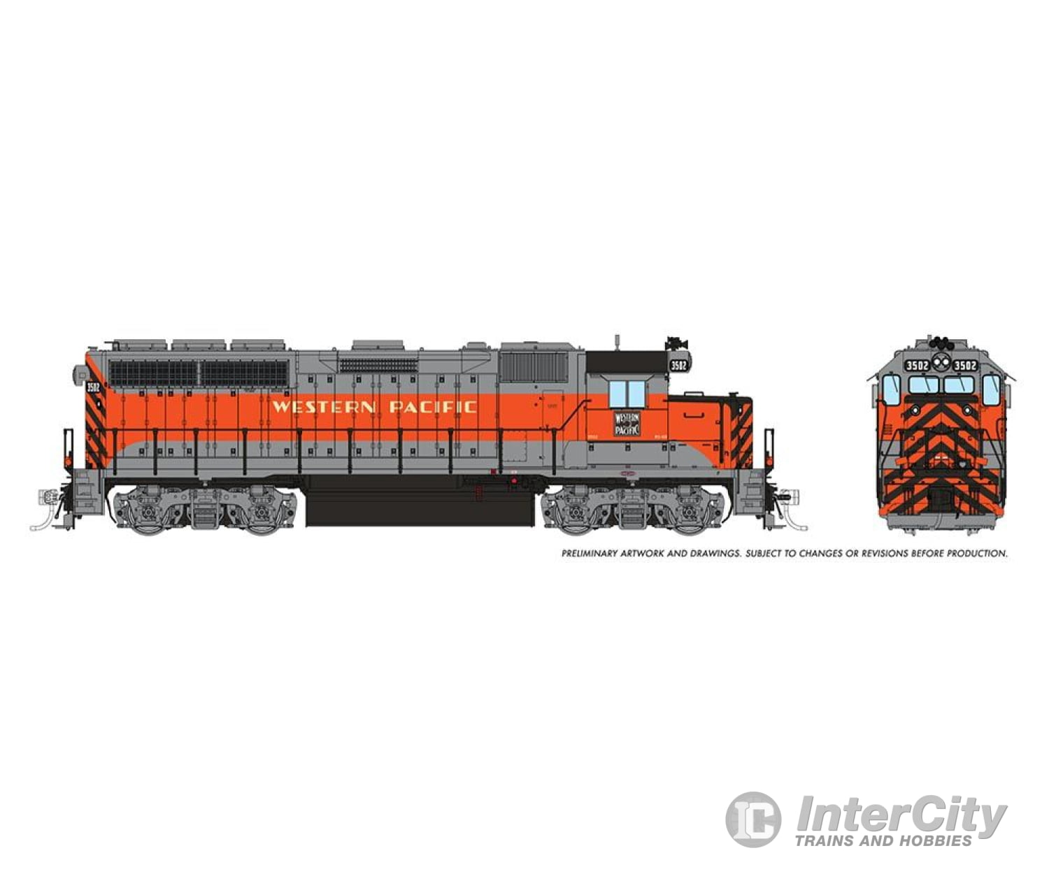 Rapido 040035 Ho Emd Gp40 (Dc/Silent): Western Pacific - Zephyr: #3502 Locomotives