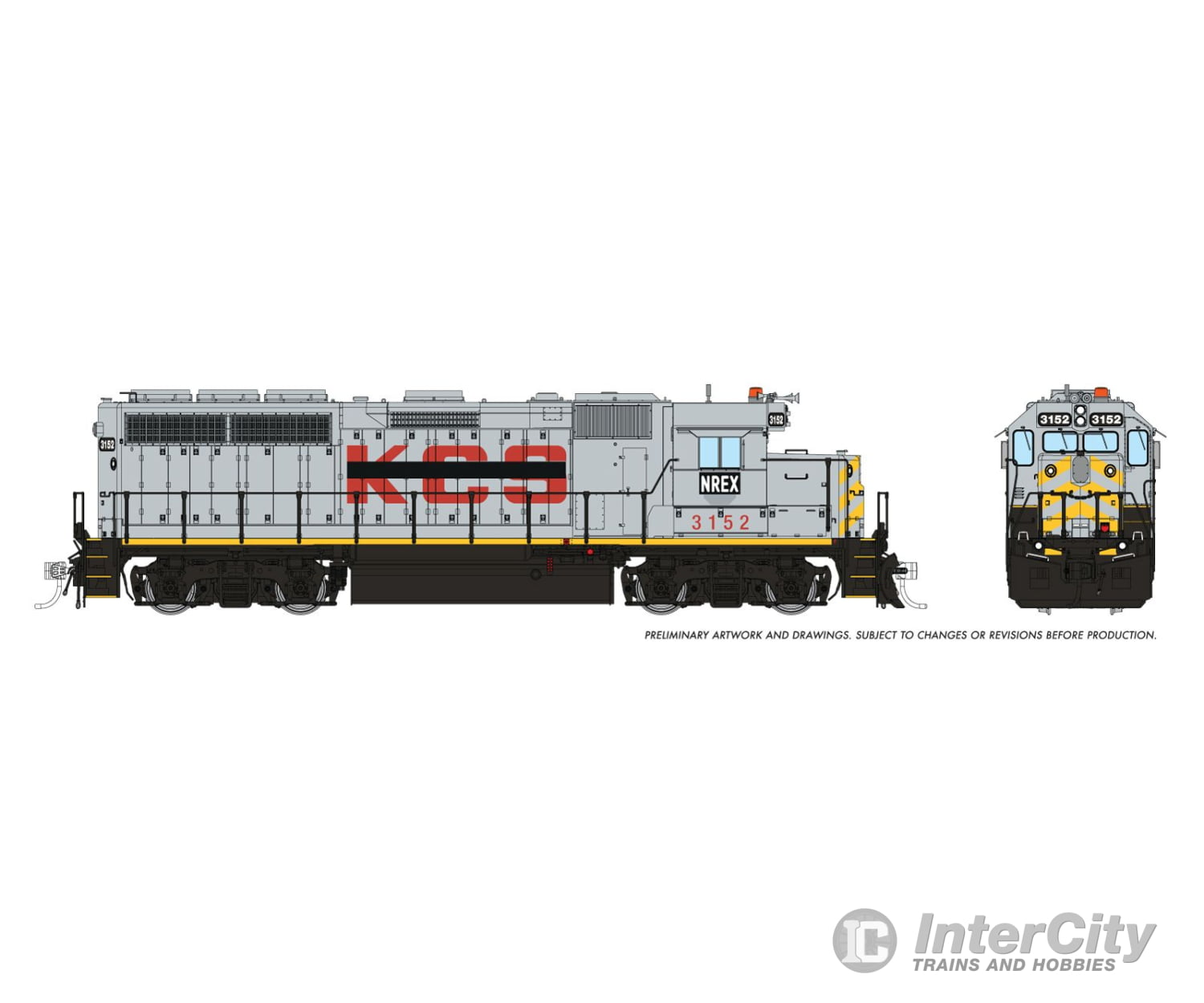 Rapido 040042 Ho Emd Gp40 (Dc/Silent): Nrex - Ex-Kcs: #3152 W/Extended Range Db Locomotives