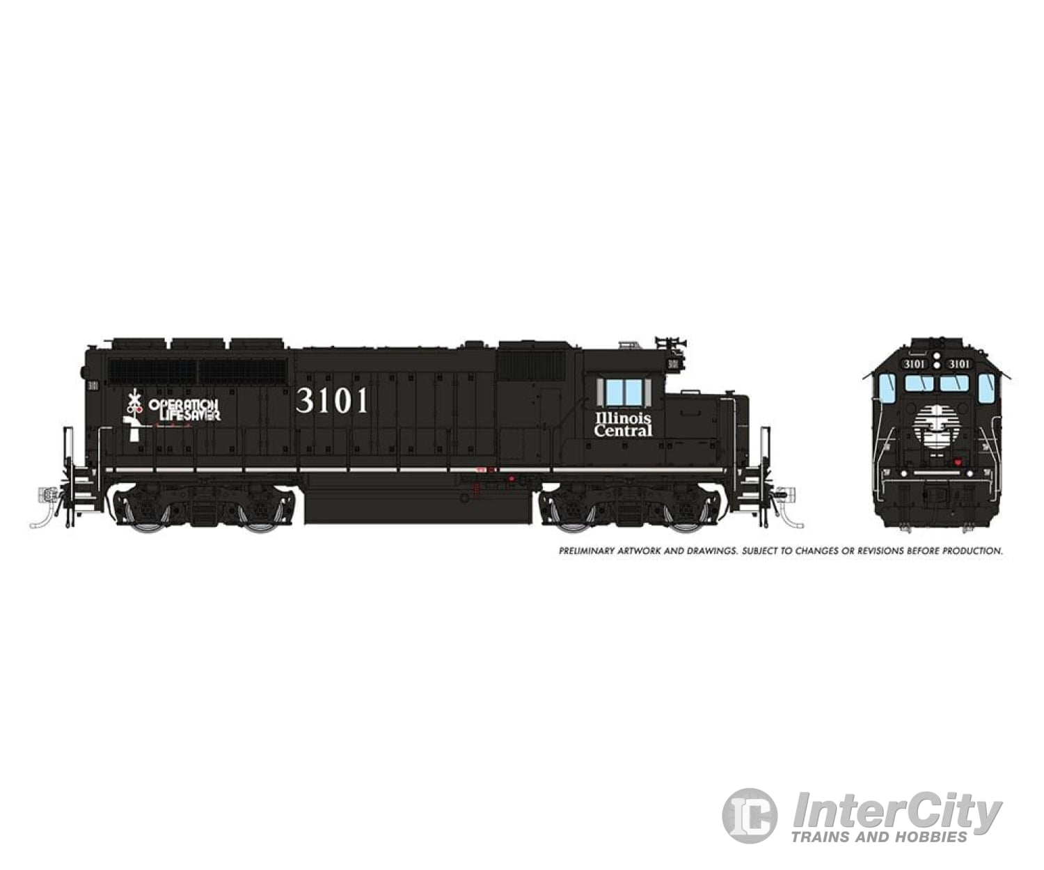 Rapido 040508 Ho Emd Gp40 (Dc/Dcc/Sound): Illinois Central: #3114 Locomotives