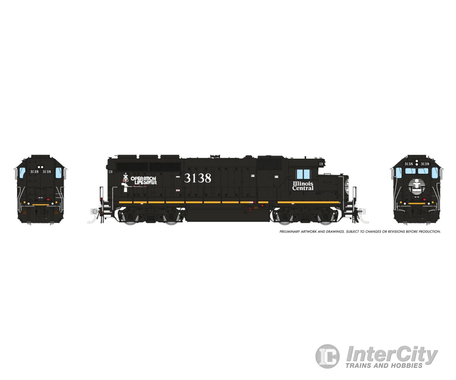 Rapido 040554 HO EMD GP40R (DC/DCC/Sound): Illinois Central - Black Scheme: #3138 Locomotives