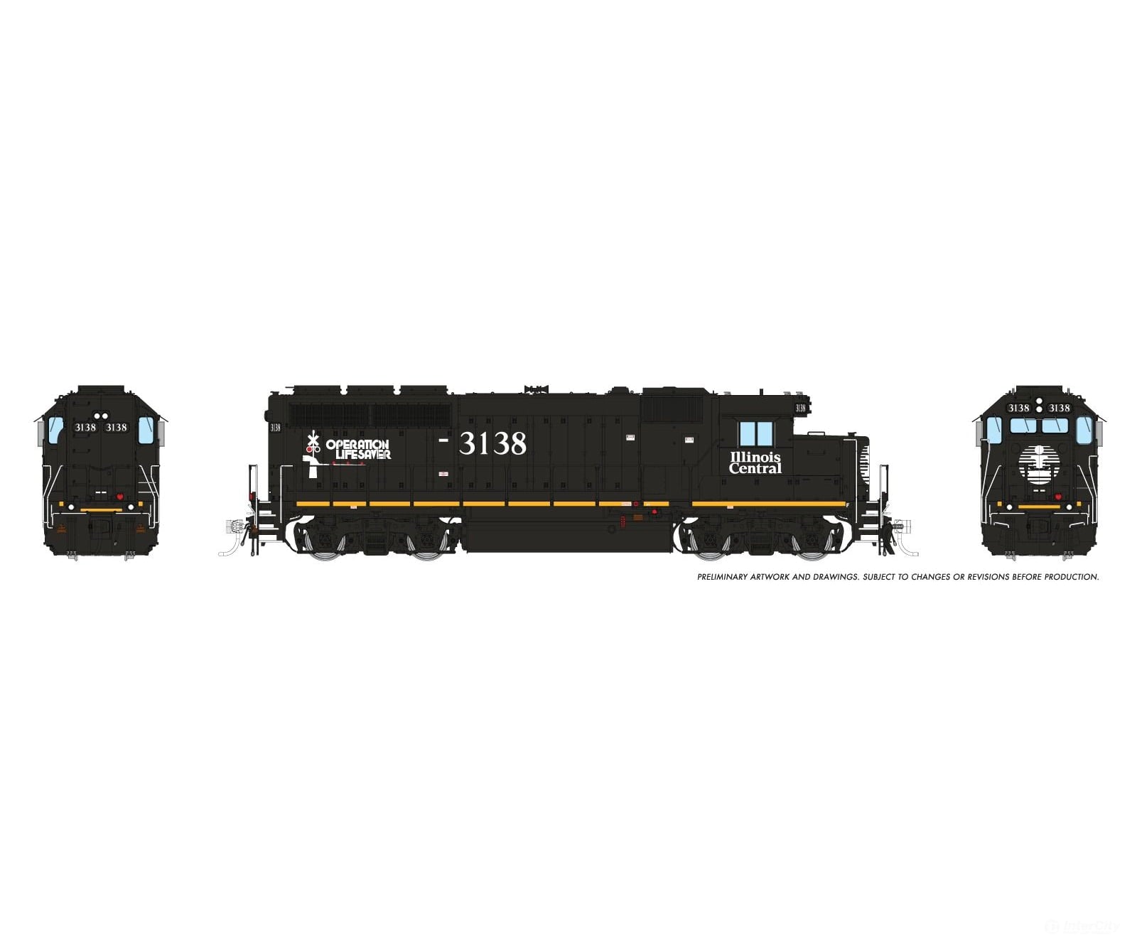 Rapido 040554 HO EMD GP40R (DC/DCC/Sound): Illinois Central - Black Scheme: #3138 Locomotives
