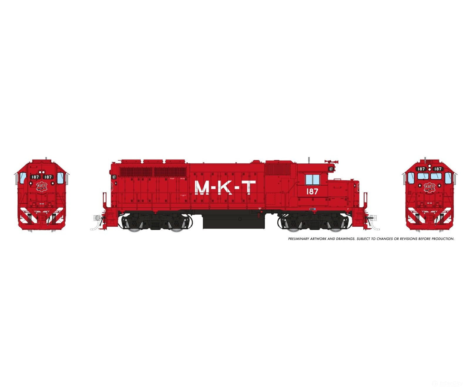 Rapido 040556 HO EMD GP40 (DC/DCC/Sound): MKT - Red Scheme: #187 Locomotives