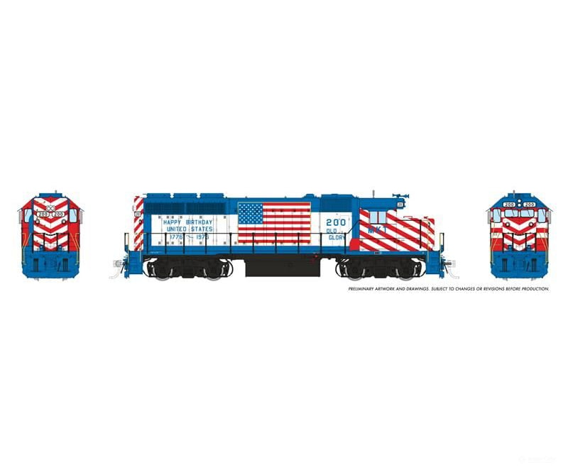 Rapido 040559 HO EMD GP40 (DC/DCC/Sound): MKT - Bicentennial Scheme: #200 Locomotives